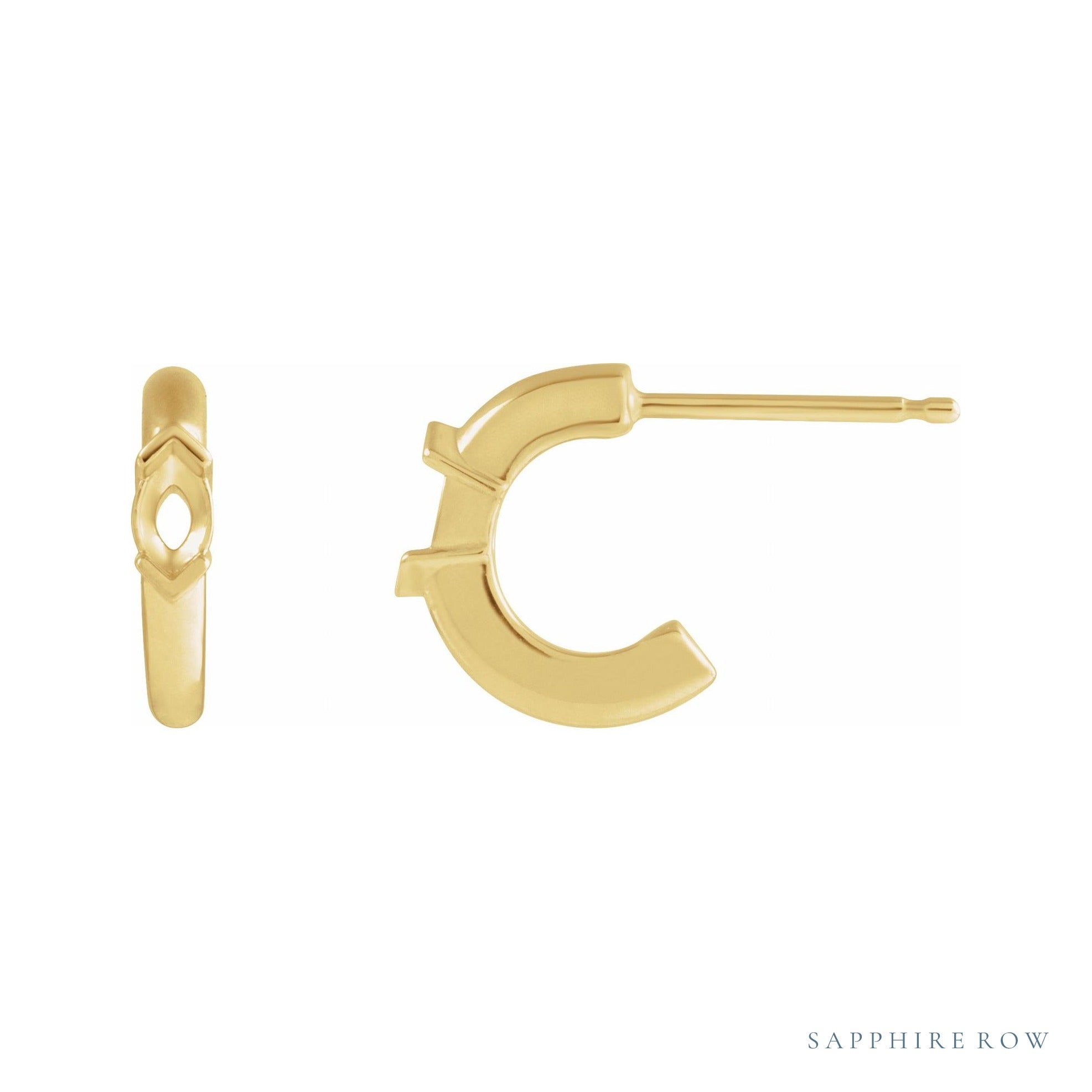 Sapphire Row Hoop Earrings setting in 14K Yellow Gold, shown with a center stone (sold separately)
