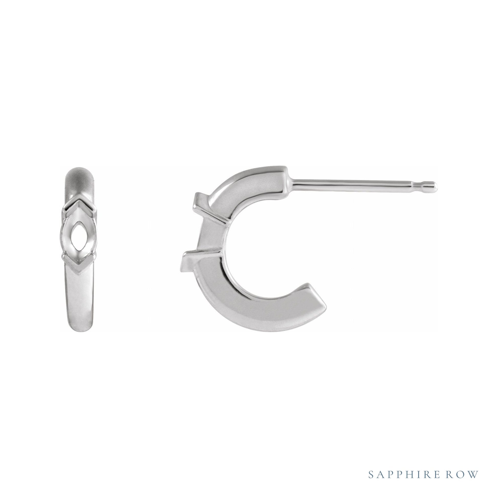 Sapphire Row Hoop Earrings setting in Platinum, shown with a center stone (sold separately)