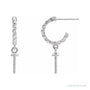 Sapphire Row Pearl Hoop Earrings setting in Platinum, shown without a pearl (pearl sold separately)