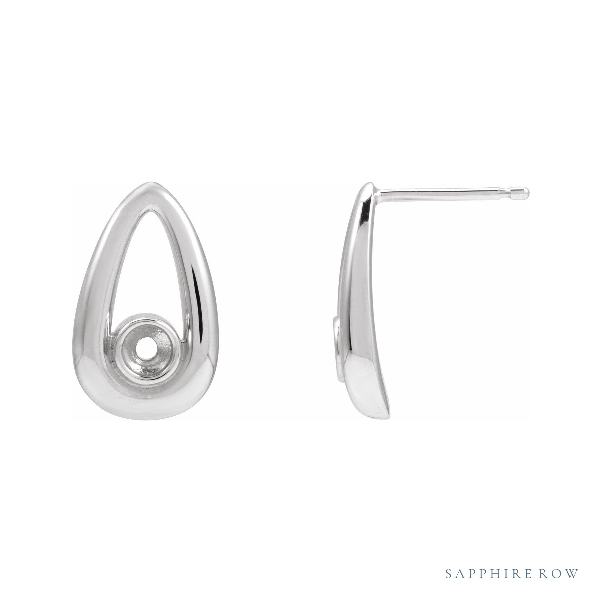 Sapphire Row Geometric Earrings setting in 14K White Gold, shown with a center stone (sold separately)