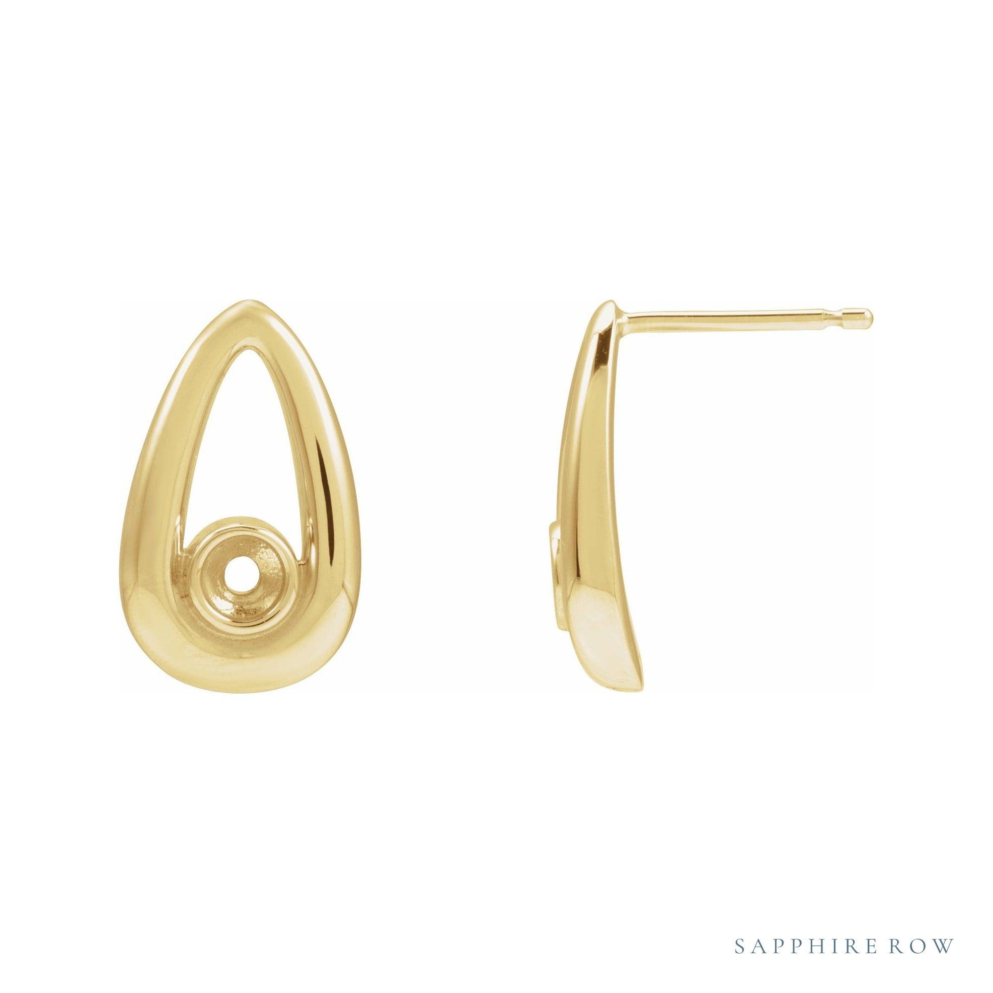 Sapphire Row Geometric Earrings setting in 14K Yellow Gold, shown with a center stone (sold separately)