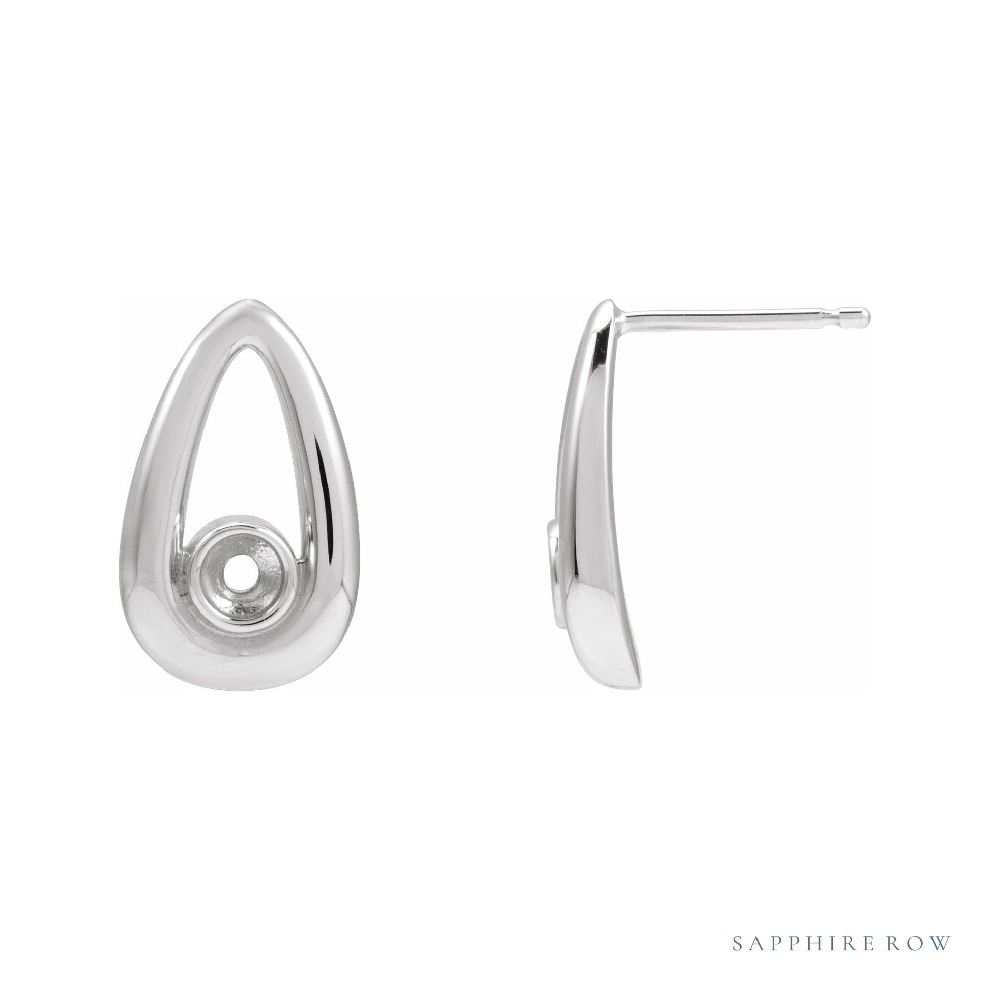 Sapphire Row Geometric Earrings setting in Platinum, shown with a center stone (sold separately)