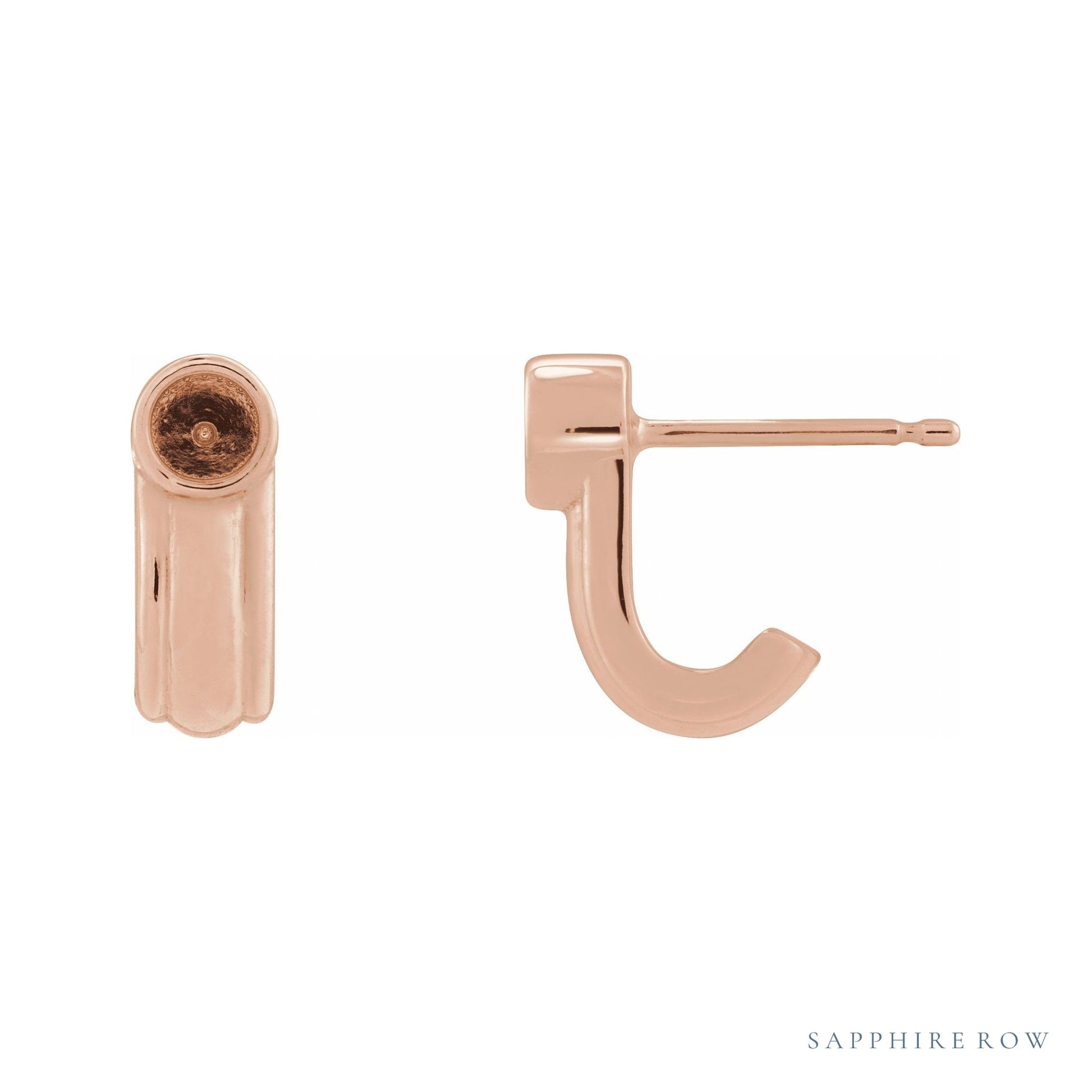 Sapphire Row Solitaire J-Hoop Earrings setting in 14K Rose Gold, shown with a center stone (sold separately)