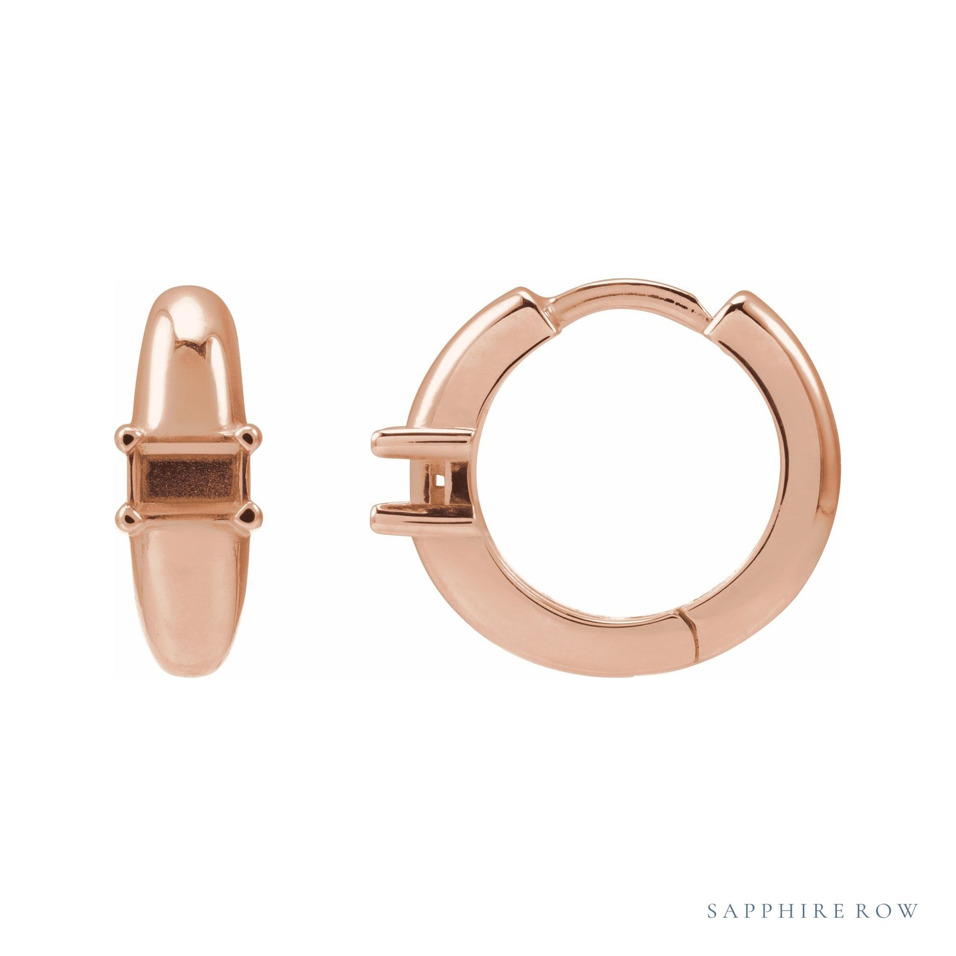 Sapphire Row Accented Hoop Earrings setting in 14K Rose Gold, shown with a center stone (sold separately)