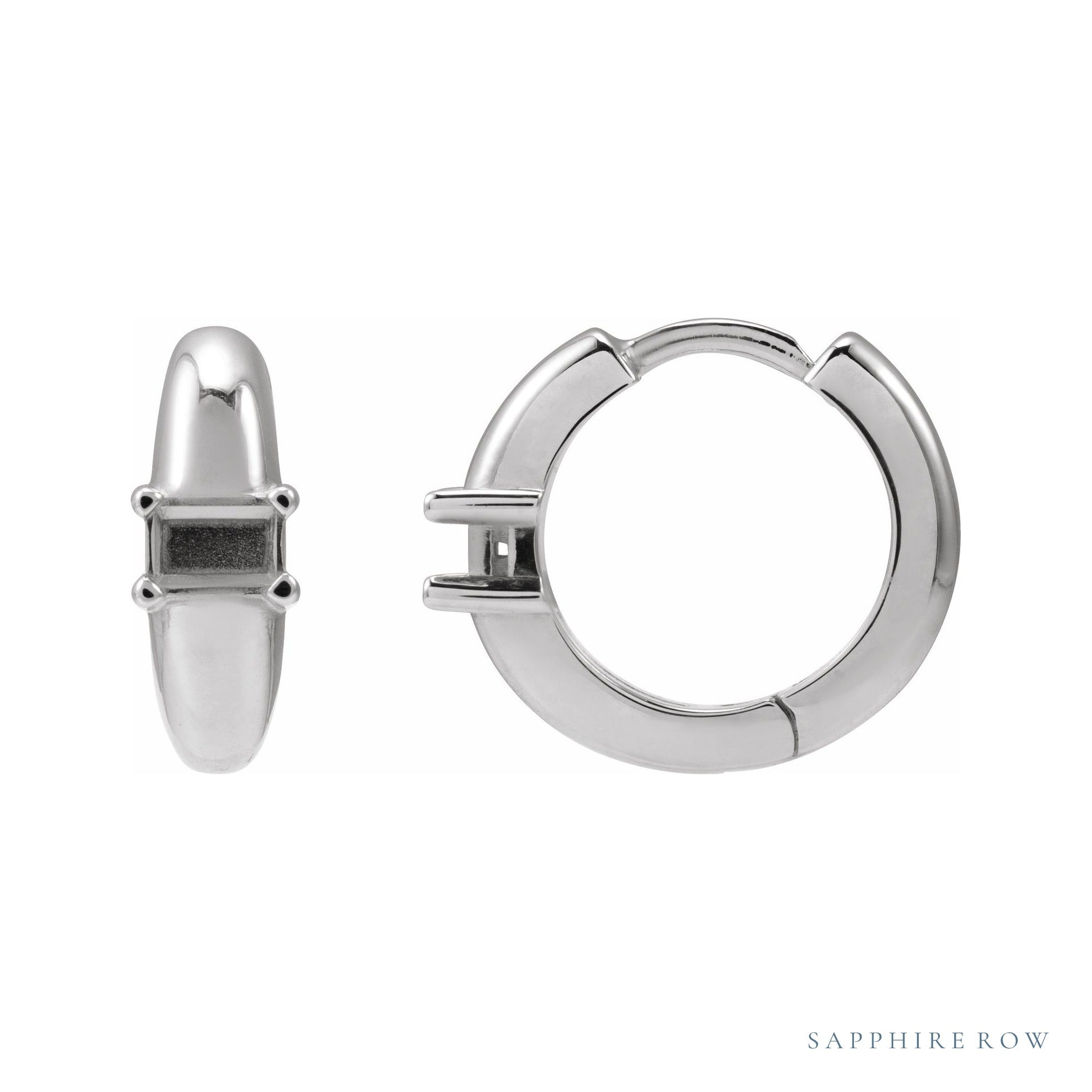 Sapphire Row Accented Hoop Earrings setting in 14K White Gold, shown with a center stone (sold separately)