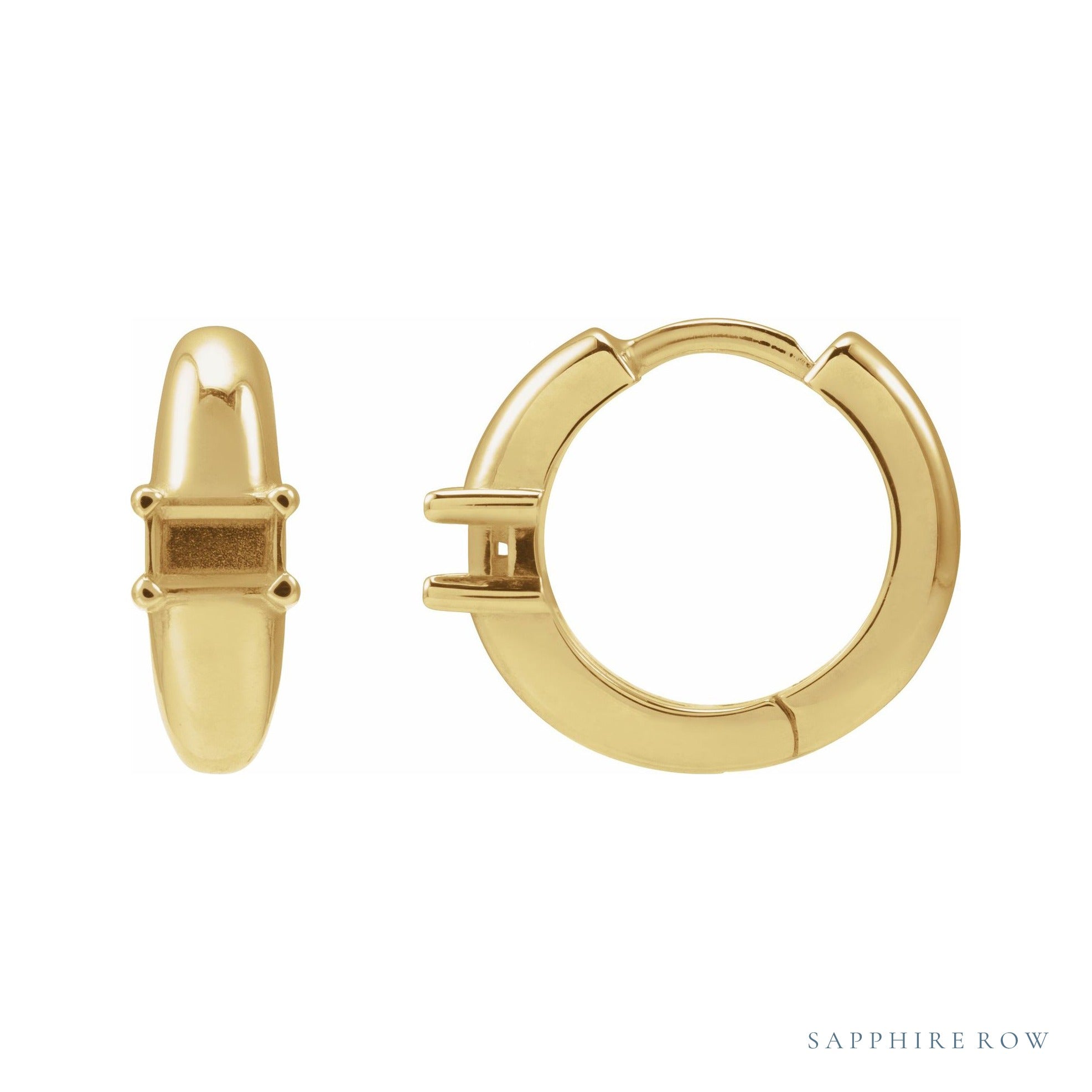 Sapphire Row Accented Hoop Earrings setting in 14K Yellow Gold, shown with a center stone (sold separately)