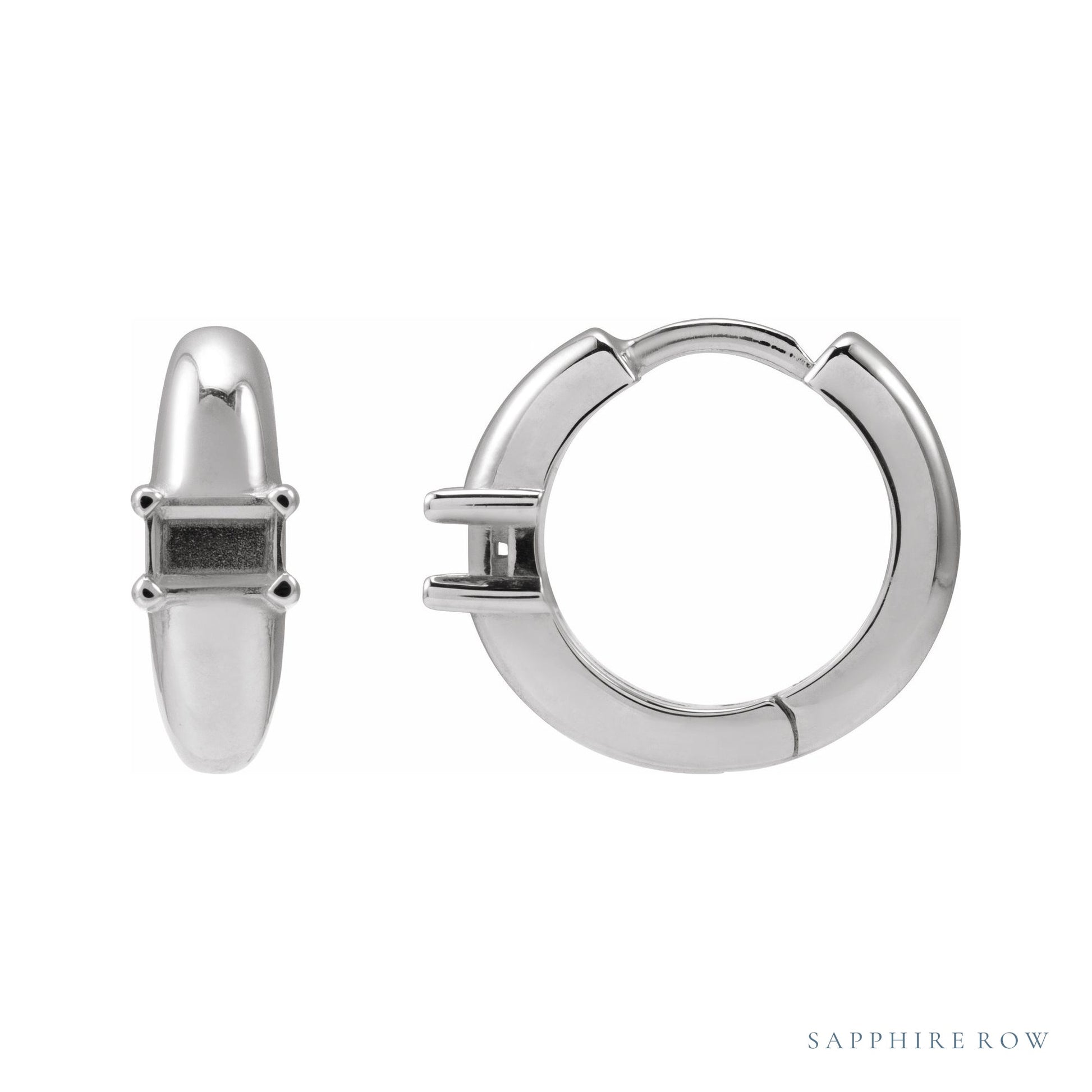 Sapphire Row Accented Hoop Earrings setting in Platinum, shown with a center stone (sold separately)