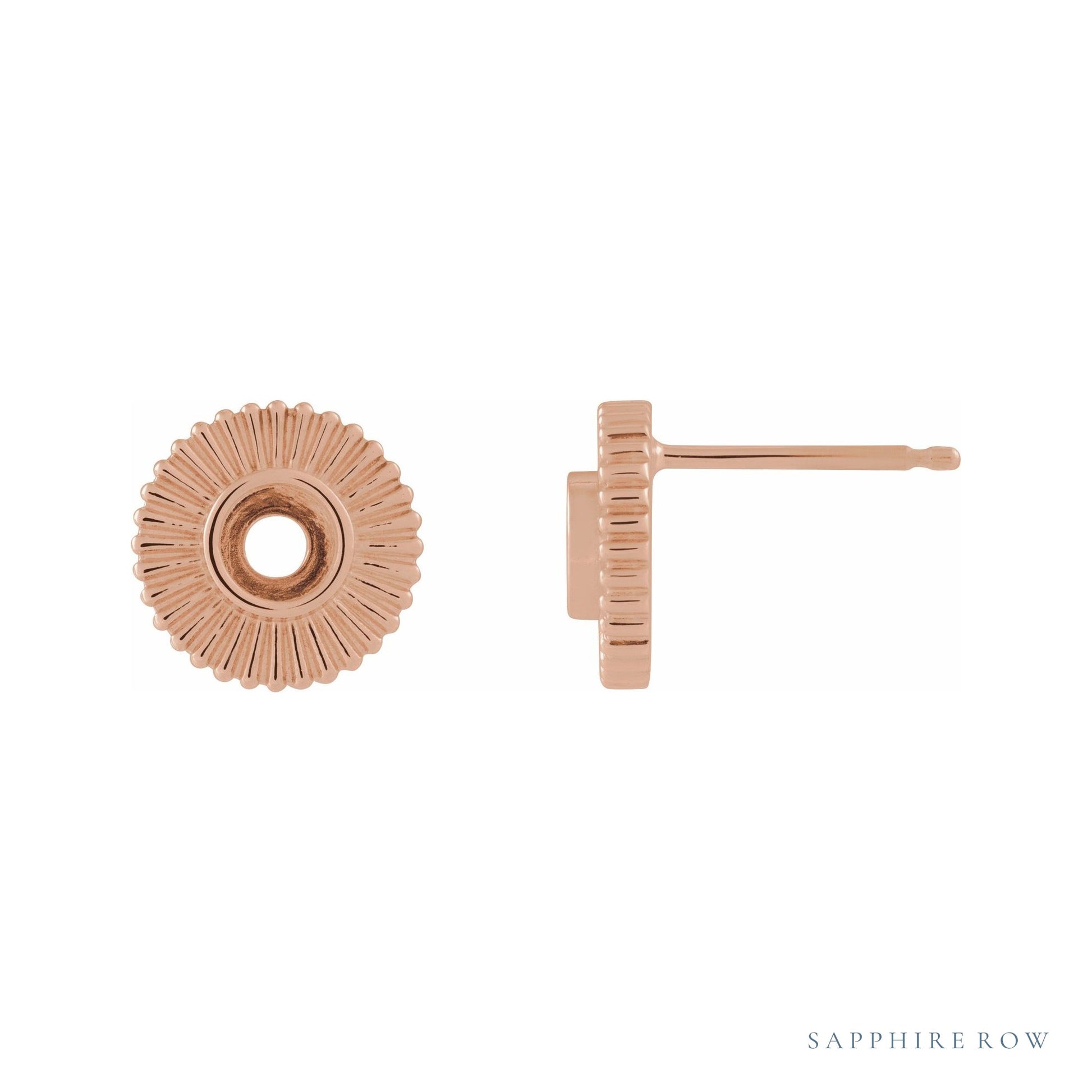 Sapphire Row Accented Starburst Stud Earrings setting in 14K Rose Gold, shown with a center stone (sold separately)