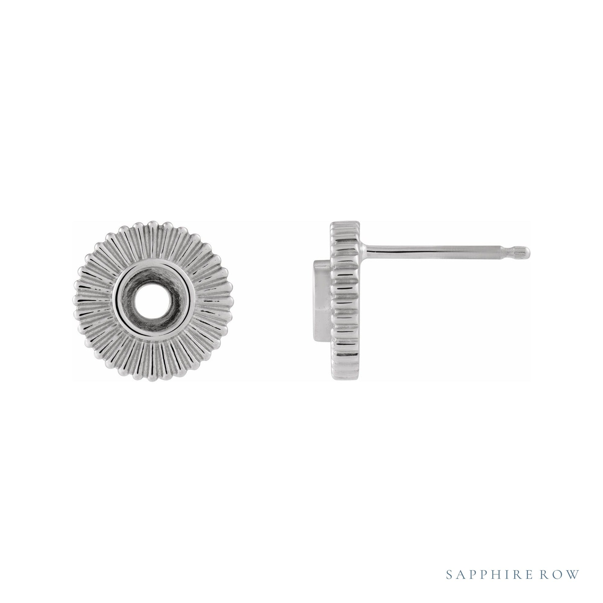 Sapphire Row Accented Starburst Stud Earrings setting in 14K White Gold, shown with a center stone (sold separately)