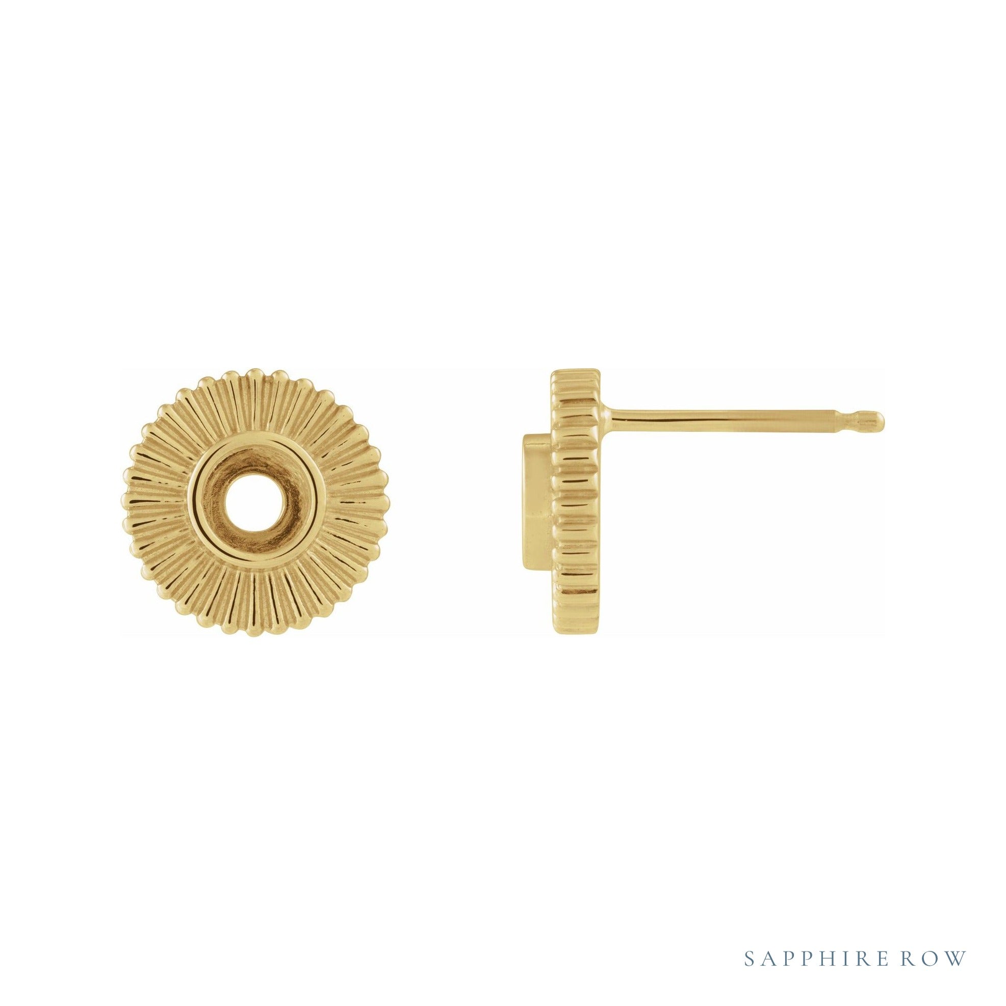 Sapphire Row Accented Starburst Stud Earrings setting in 14K Yellow Gold, shown with a center stone (sold separately)