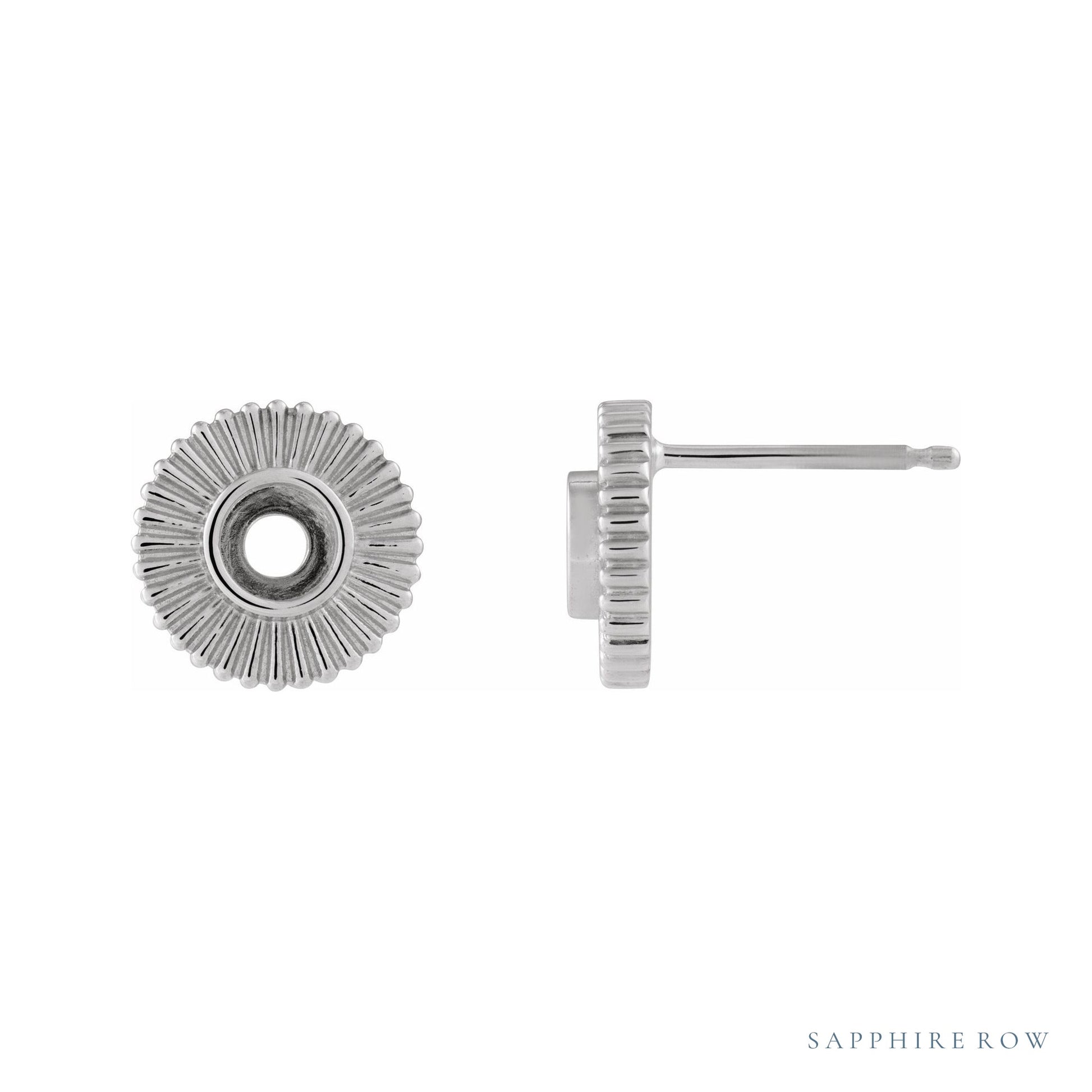 Sapphire Row Accented Starburst Stud Earrings setting in Platinum, shown with a center stone (sold separately)