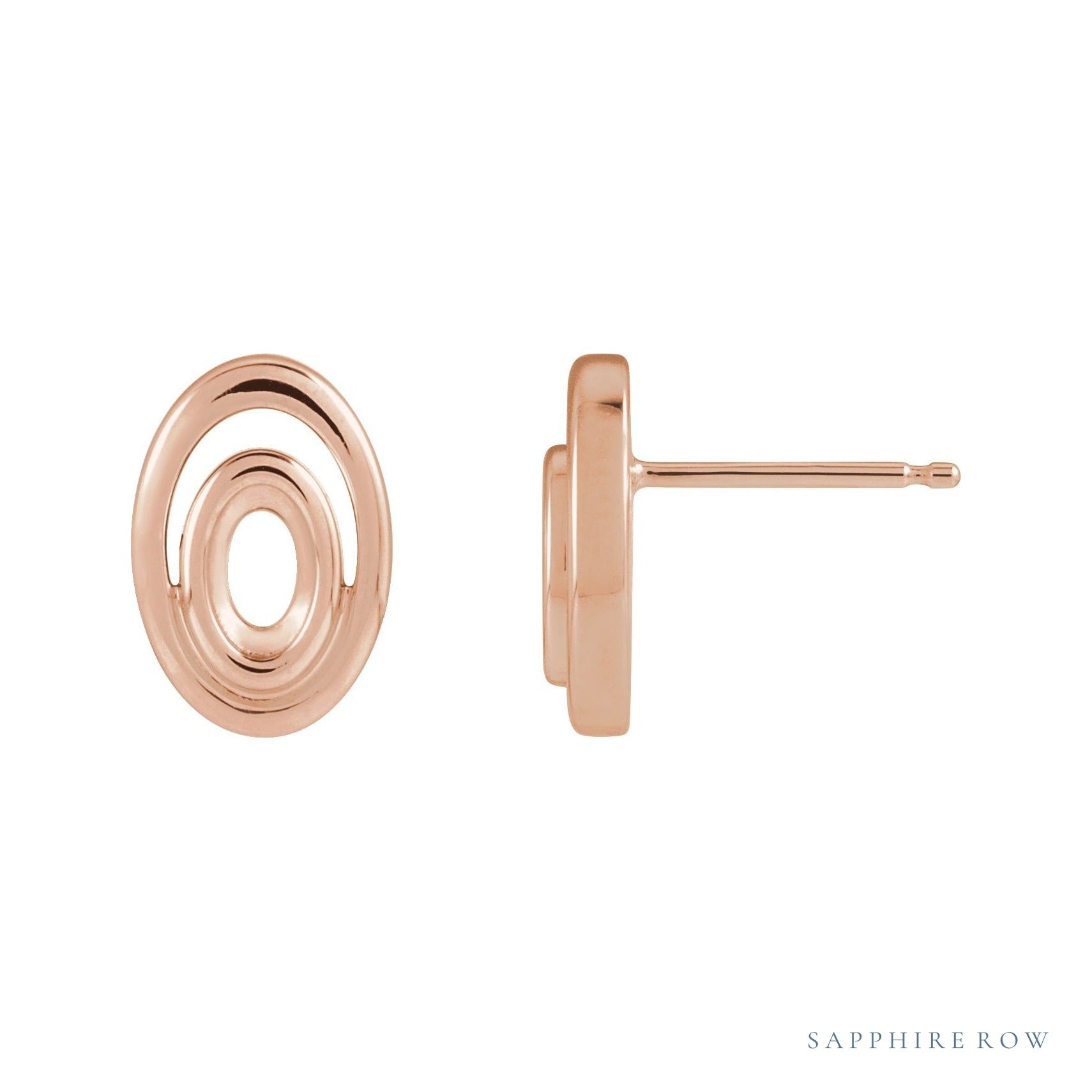 Sapphire Row Solitaire Earrings setting in 14K Rose Gold, shown with a center stone (sold separately)