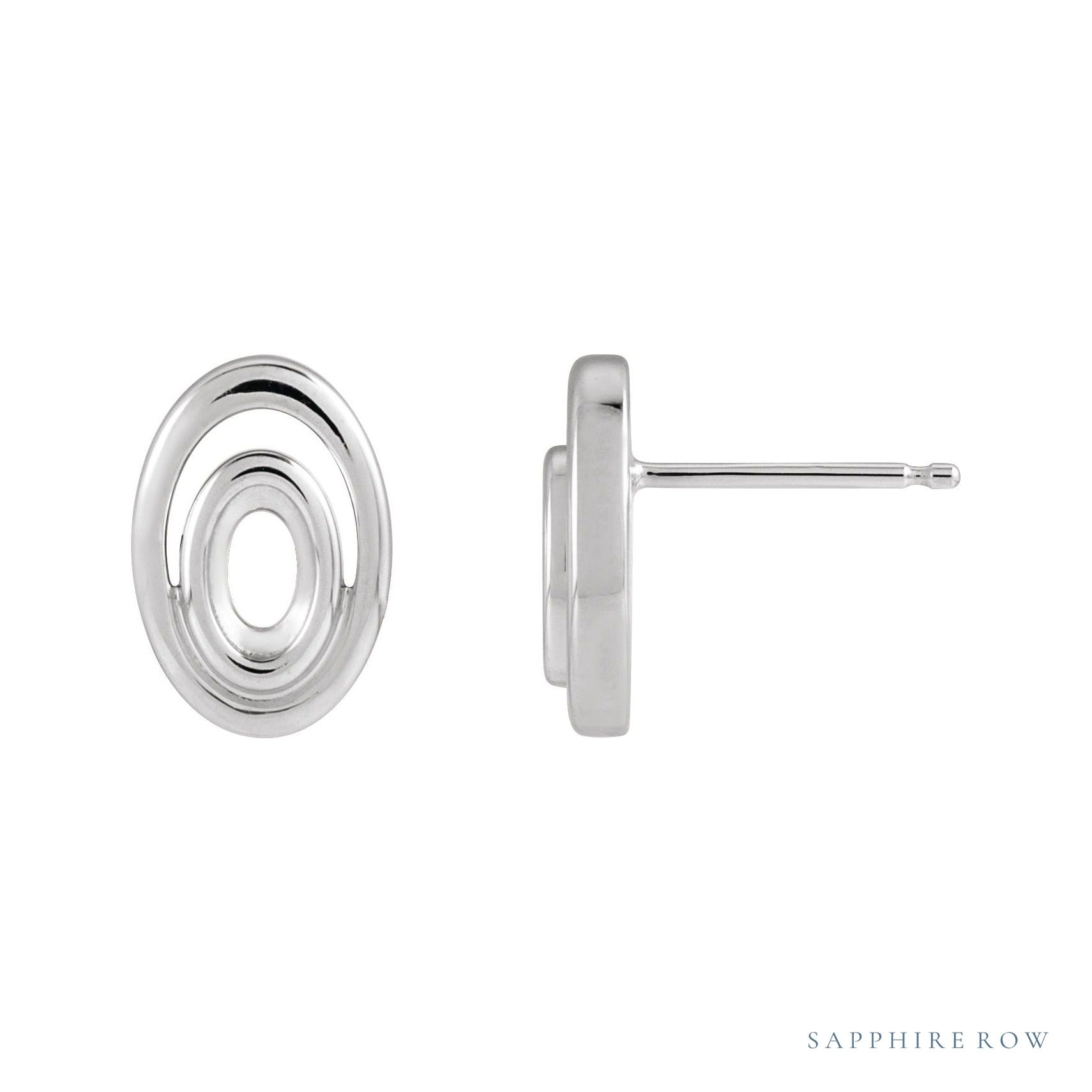 Sapphire Row Solitaire Earrings setting in 14K White Gold, shown with a center stone (sold separately)
