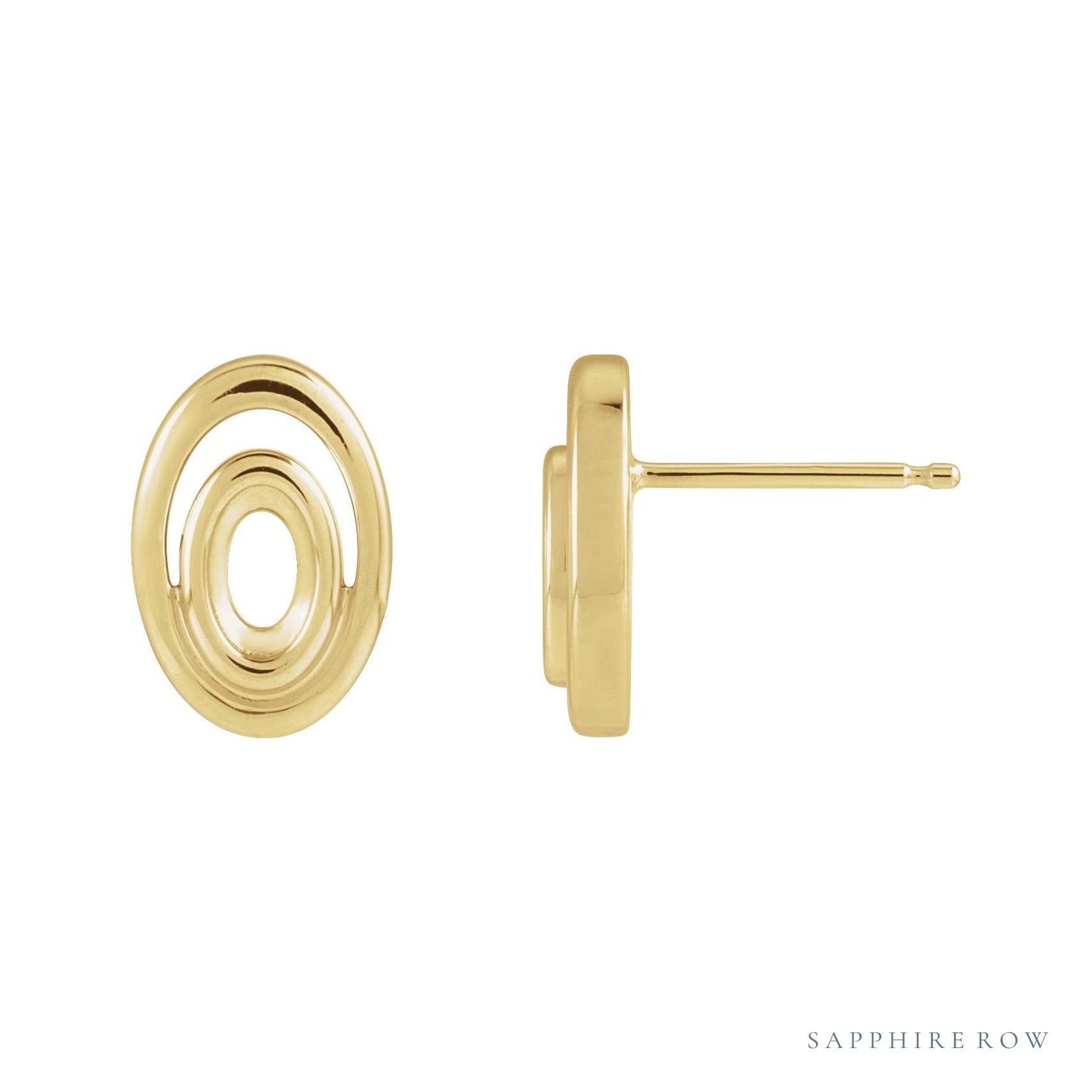 Sapphire Row Solitaire Earrings setting in 14K Yellow Gold, shown with a center stone (sold separately)