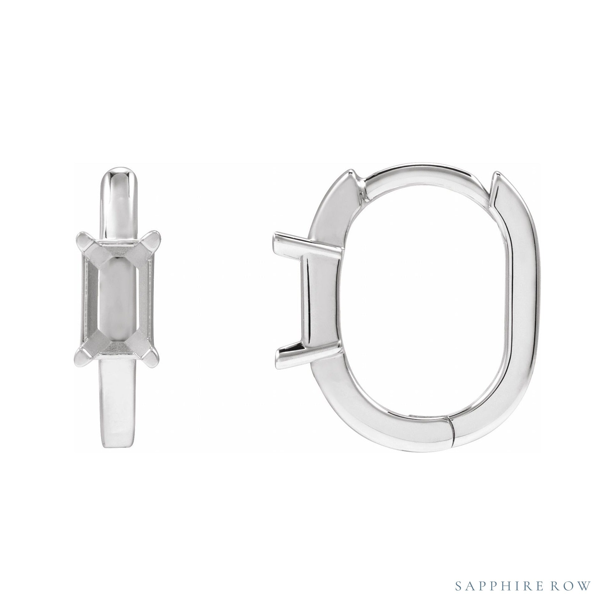 Sapphire Row Solitaire Hoop Earrings setting in 14K White Gold, shown with a center stone (sold separately)