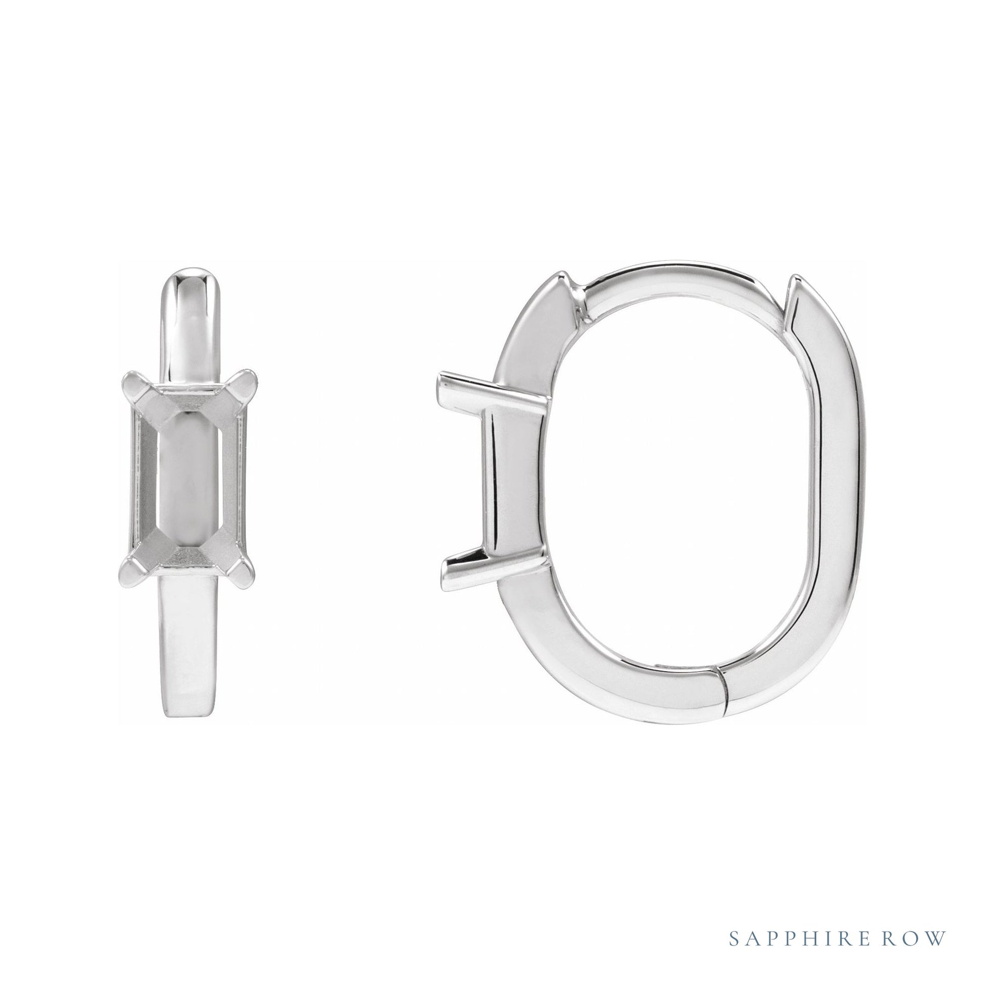 Sapphire Row Solitaire Hoop Earrings setting in Platinum, shown with a center stone (sold separately)