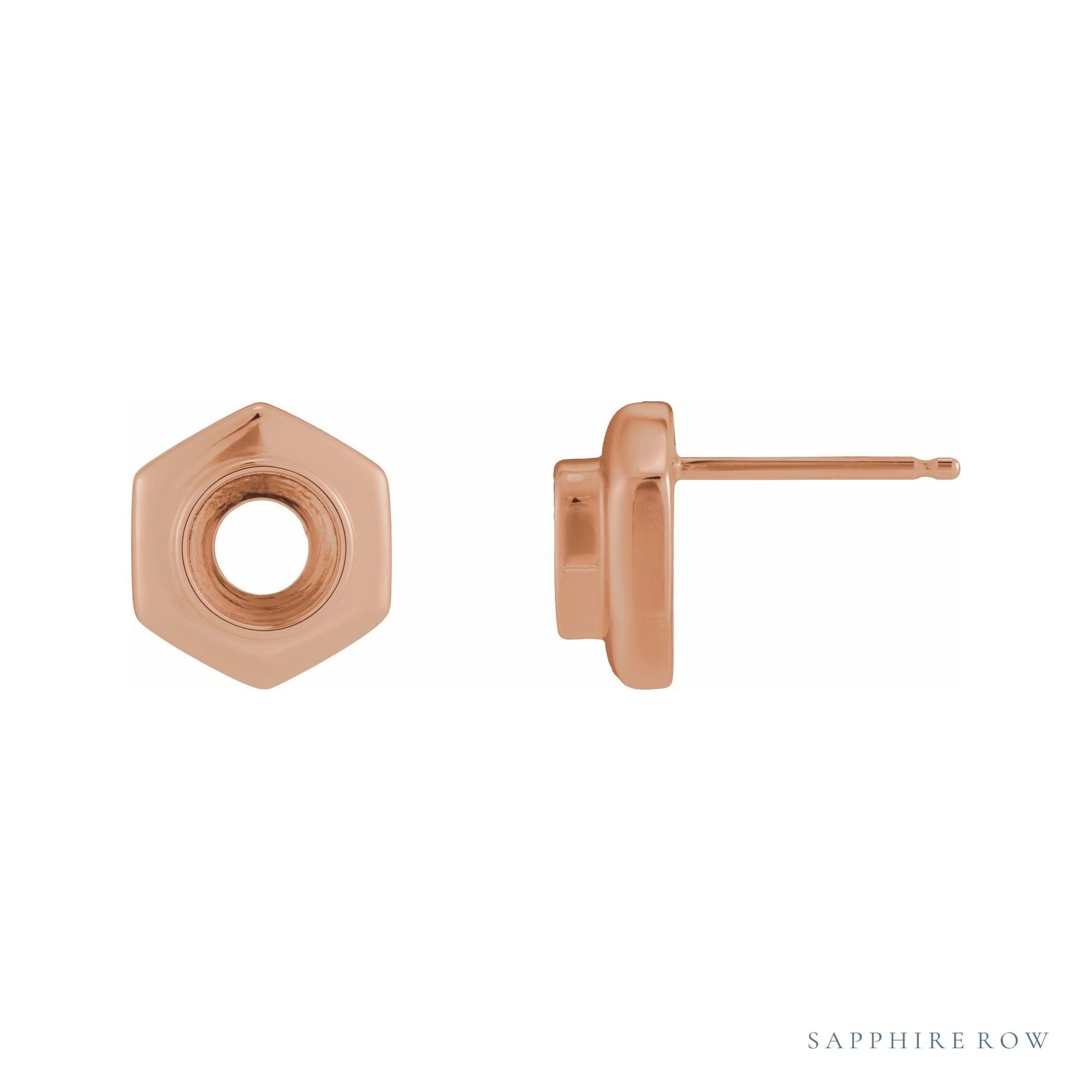 Sapphire Row Bezel-Set Solitaire Stud Earrings setting in 14K Rose Gold, shown with a center stone (sold separately)