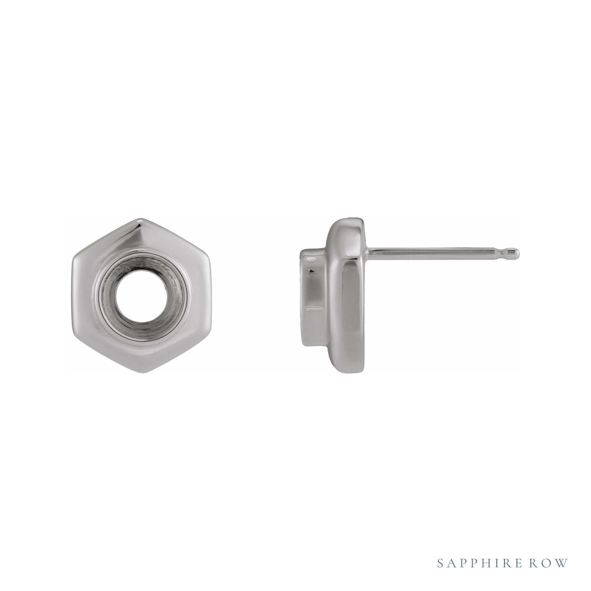 Sapphire Row Bezel-Set Solitaire Stud Earrings setting in 14K White Gold, shown with a center stone (sold separately)