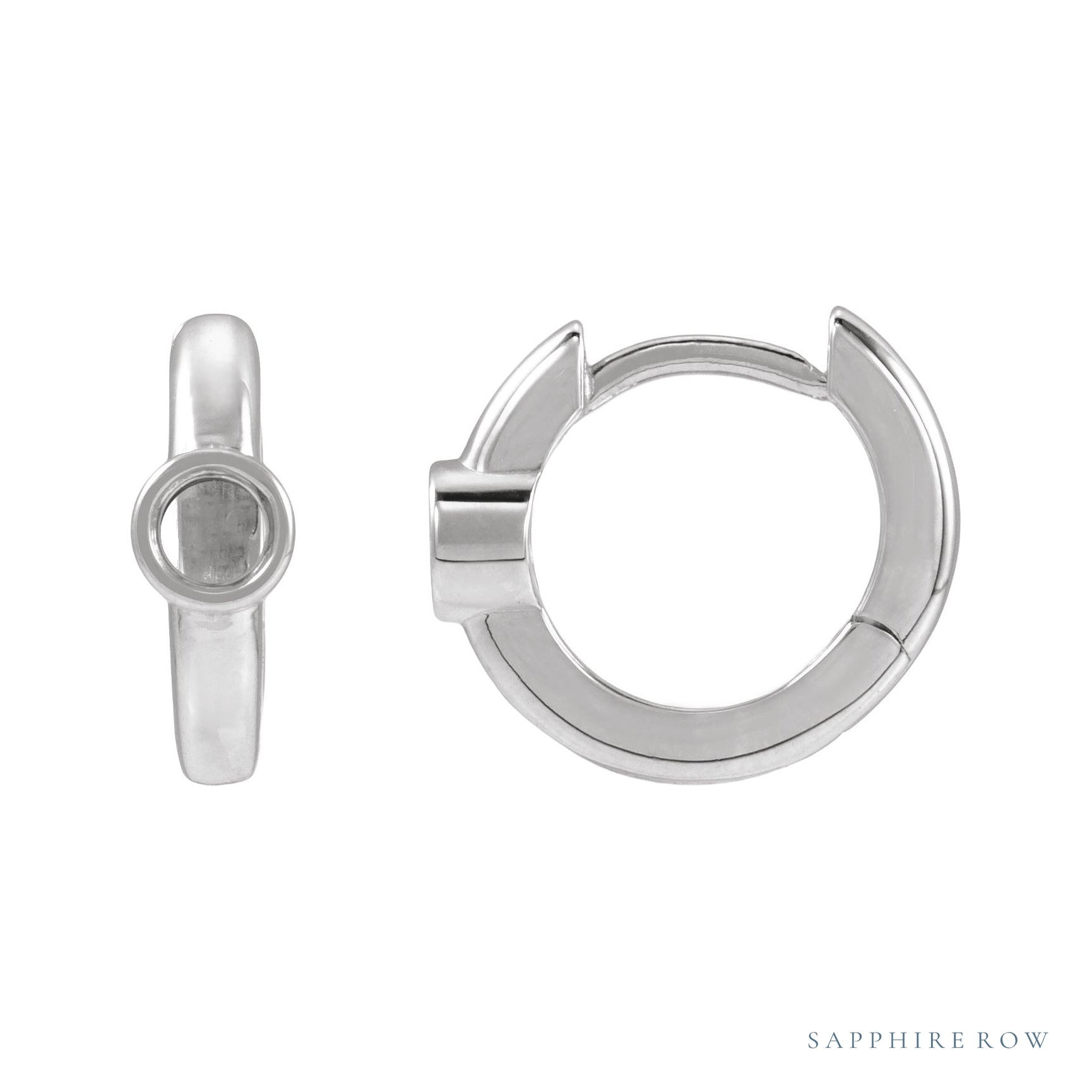 Sapphire Row Bezel-Set Hoop Earrings setting in Platinum, shown with a center stone (sold separately)