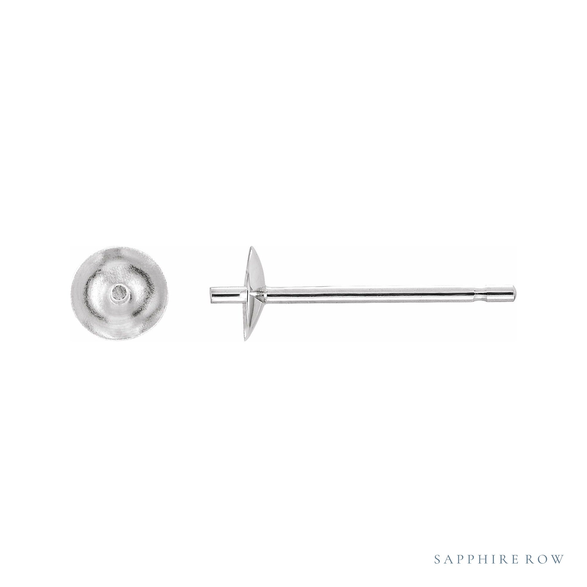 Sapphire Row Pearl Earrings setting in 14K White Gold, shown without a pearl (pearl sold separately)