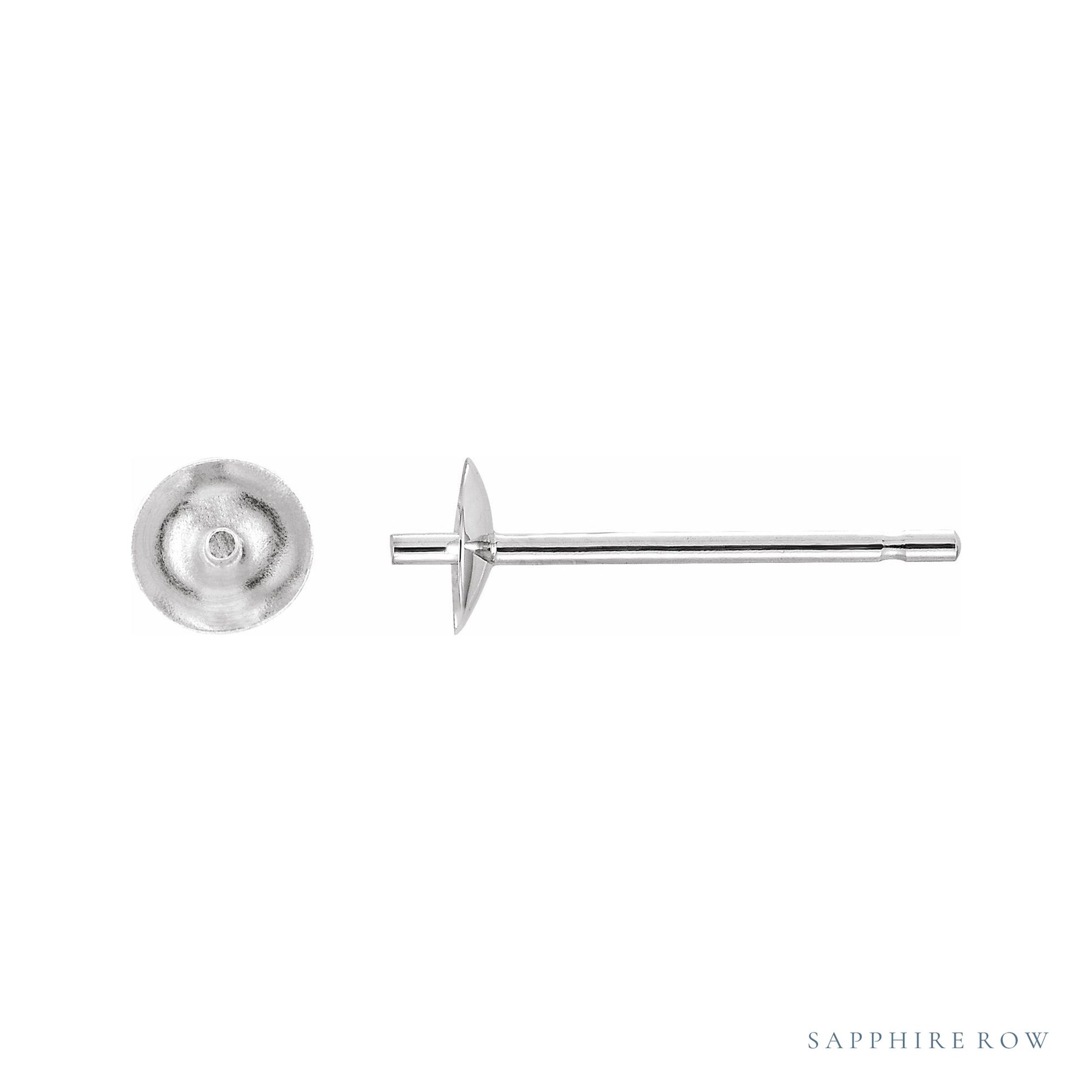 Sapphire Row Pearl Earrings setting in 14K White Gold, shown without a pearl (pearl sold separately)