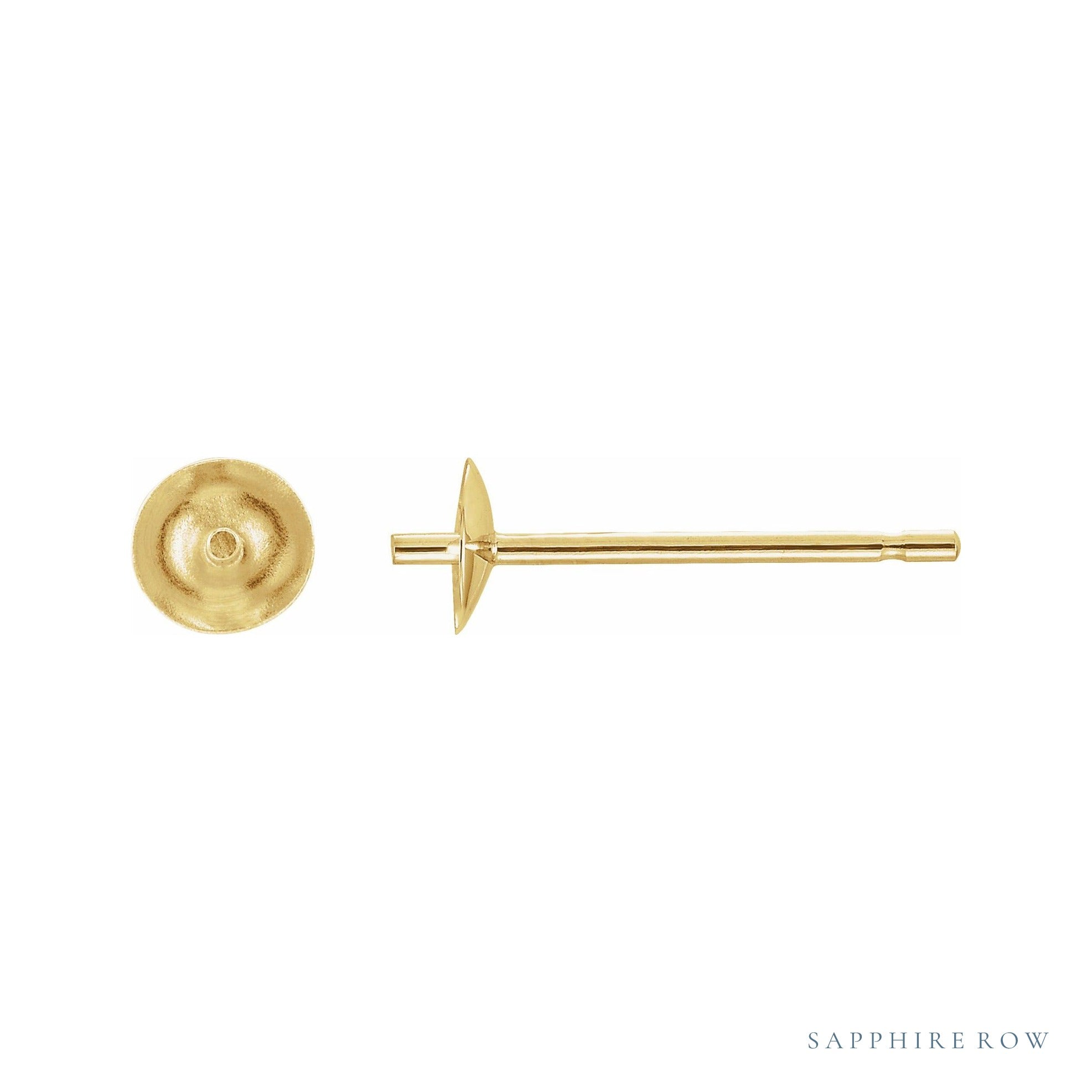 Sapphire Row Pearl Earrings setting in 14K Yellow Gold, shown without a pearl (pearl sold separately)