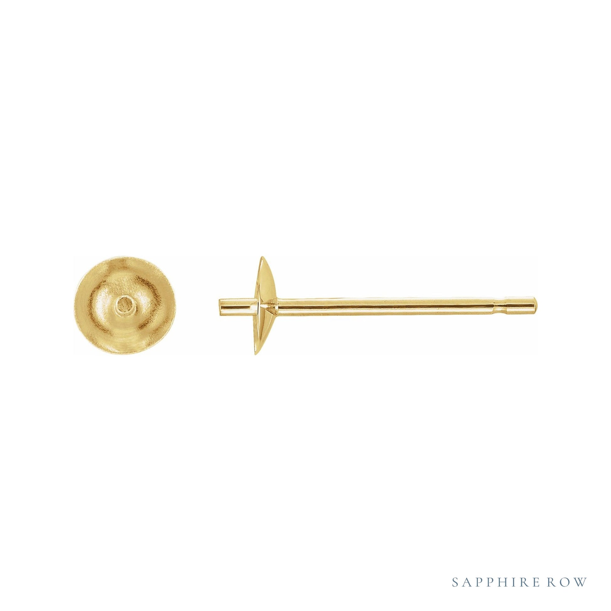 Sapphire Row Pearl Earrings setting in 14K Yellow Gold, shown without a pearl (pearl sold separately)