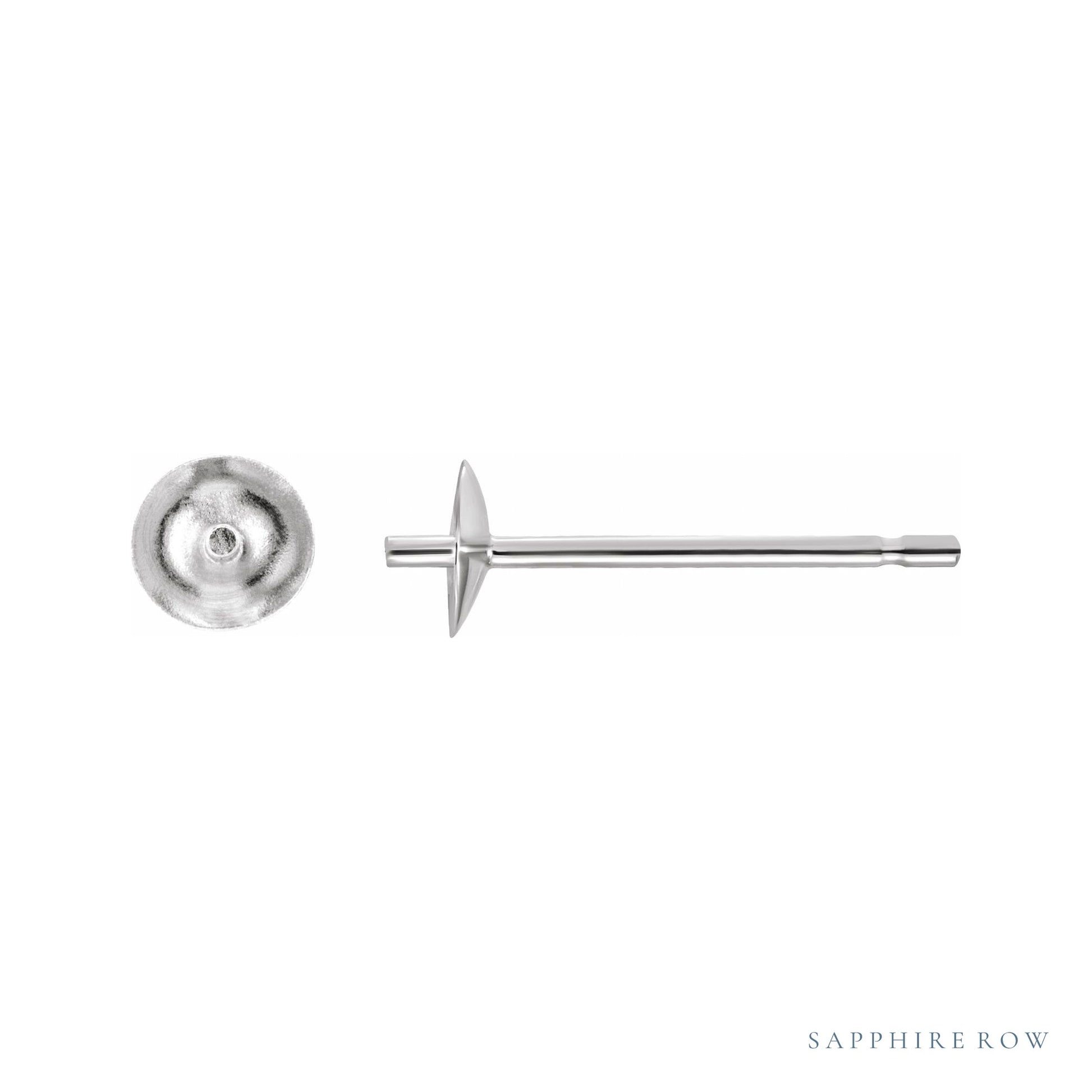 Sapphire Row Pearl Earrings setting in Platinum, shown without a pearl (pearl sold separately)
