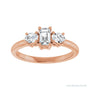 Sapphire Row Emerald Three-Stone Engagement Ring — Choose Your Side Stones setting in 14K Rose Gold, shown with a center stone and matched side stones (all sold separately)