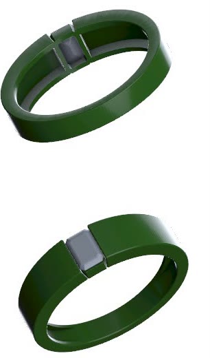 CAD drawing of the band from two angles