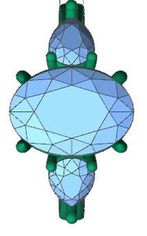 CAD drawing of the oval diamond ring from above
