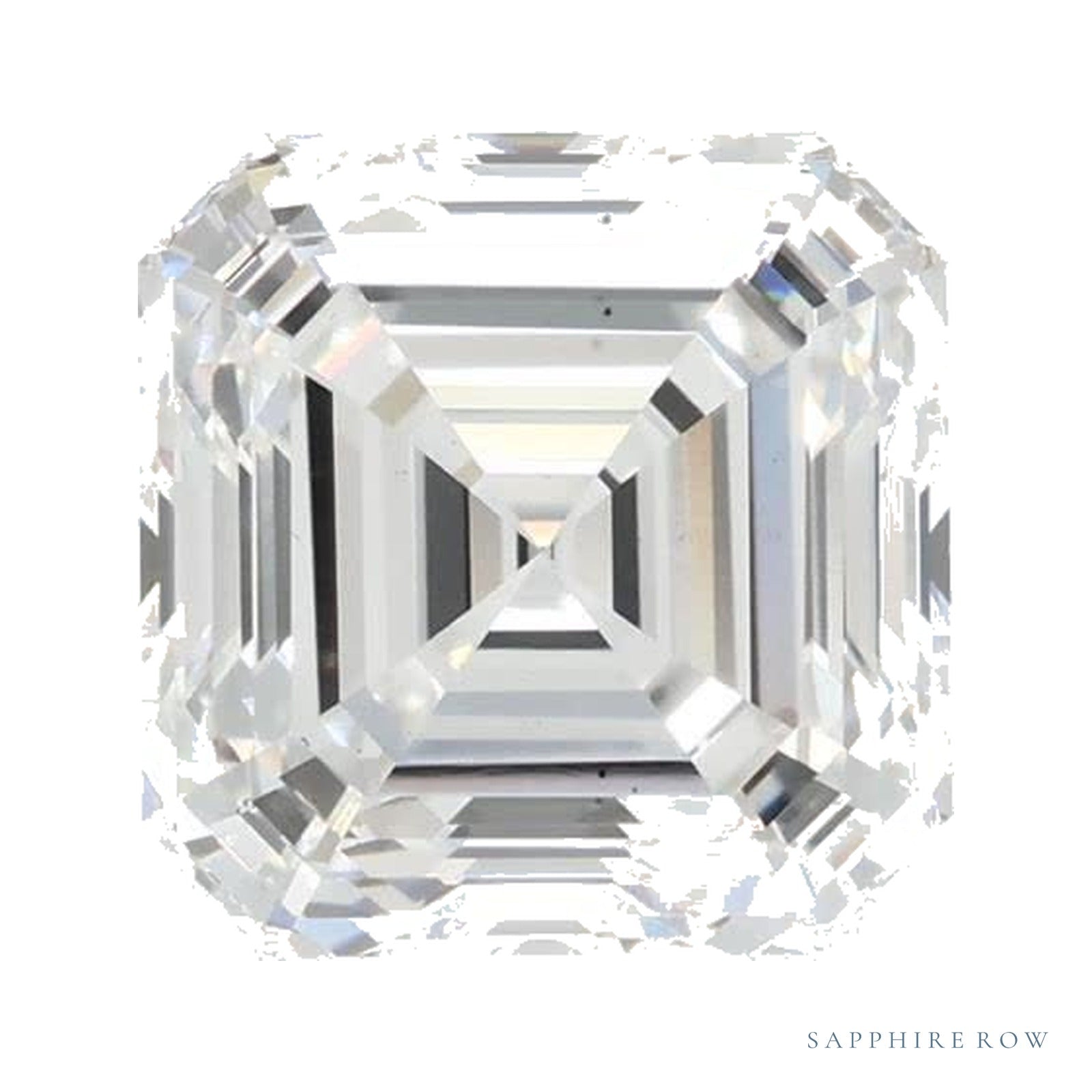2.08 ct Asscher Lab-Grown Diamond – E SI1 — Sapphire Row · cut · cut2 · cut3 · cut4