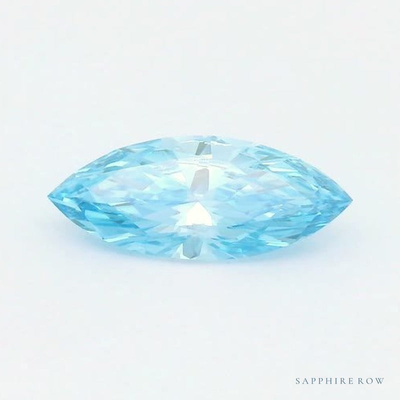 0.58 ct lab-grown fancy vivid blue diamond, marquise cut | Sapphire Row · cut7