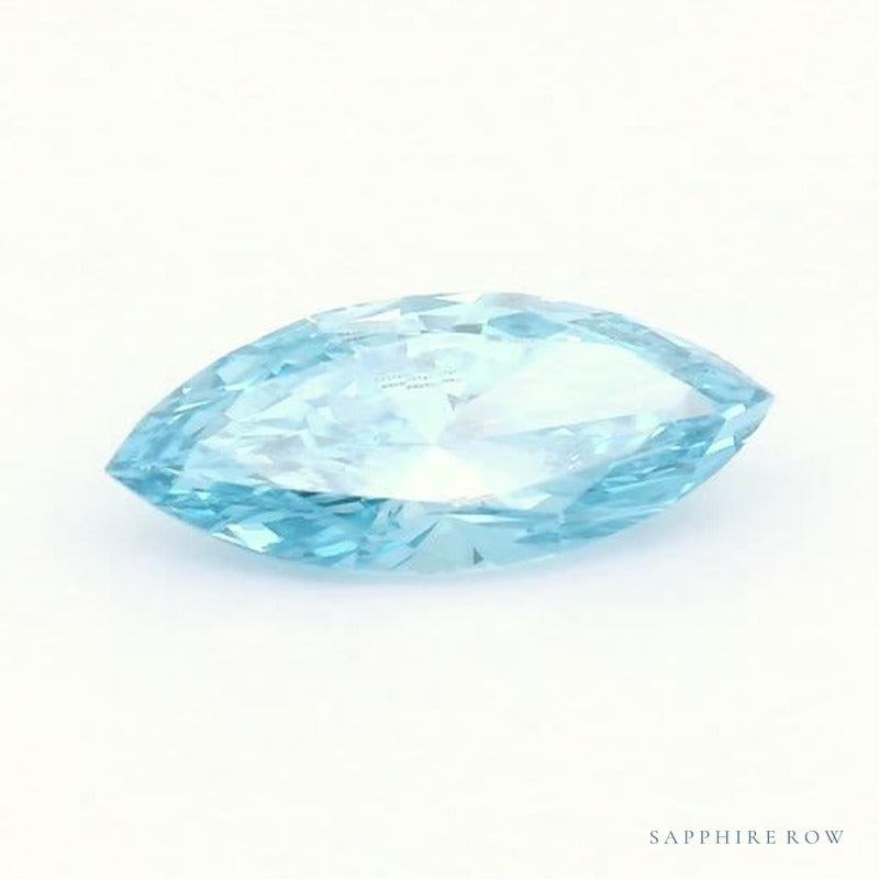 0.57 ct lab-grown fancy vivid blue diamond, marquise cut | Sapphire Row · cut7