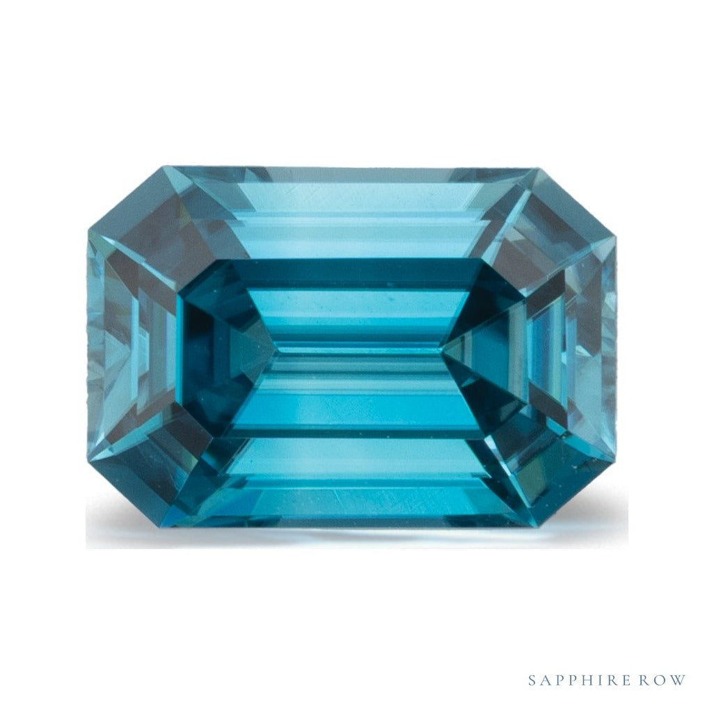 3.51 ct natural blue zircon from Cambodia, emerald cut | Sapphire Row · cut7