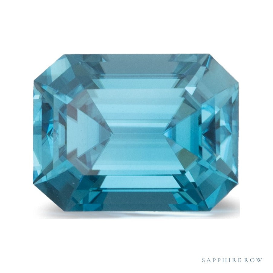 3.47 ct natural blue zircon from Cambodia, emerald cut | Sapphire Row · cut6