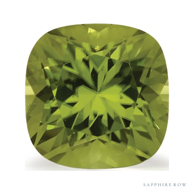 2.60 ct Cushion Natural Peridot — Sapphire Row · cut7