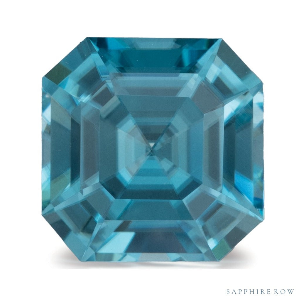 2.20 ct natural blue zircon from Cambodia, asscher cut | Sapphire Row · cut7
