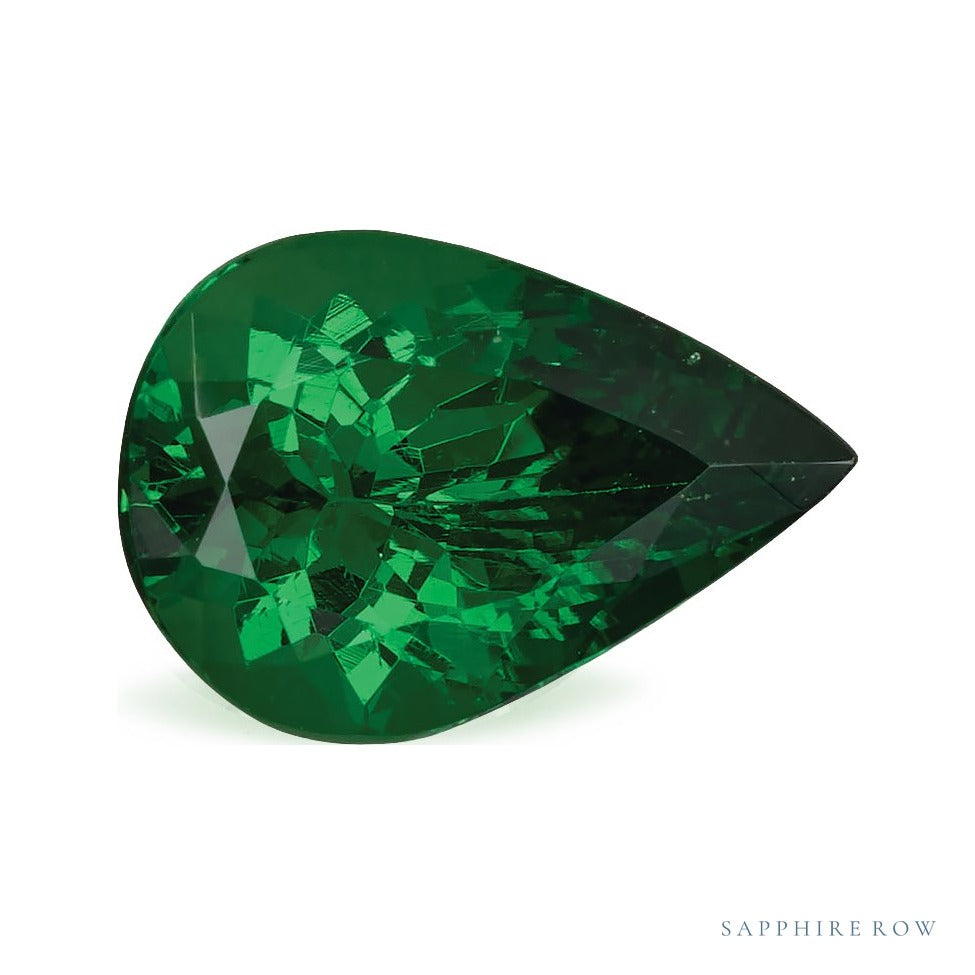 1.82 ct natural green tsavorite garnet from Kenya, pear cut | Sapphire Row · cut7