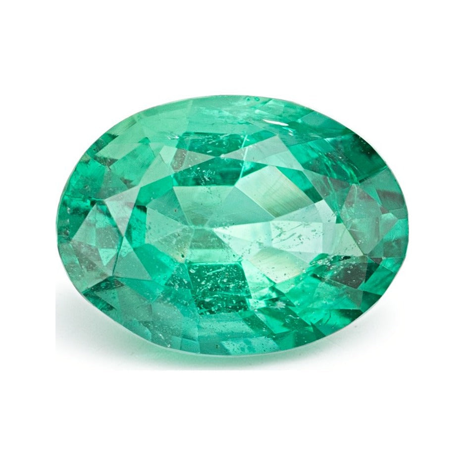 1.65 ct natural green emerald from Zambia, oval cut | Sapphire Row · cut7