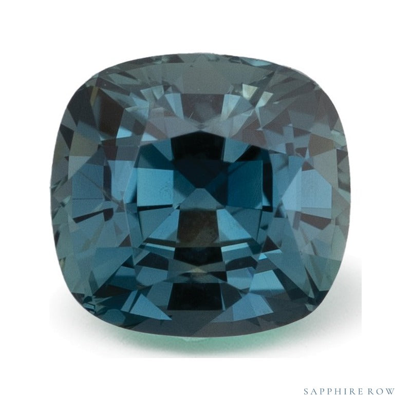 1.65 ct natural teal sapphire from Tanzania, cushion cut | Sapphire Row · cut7
