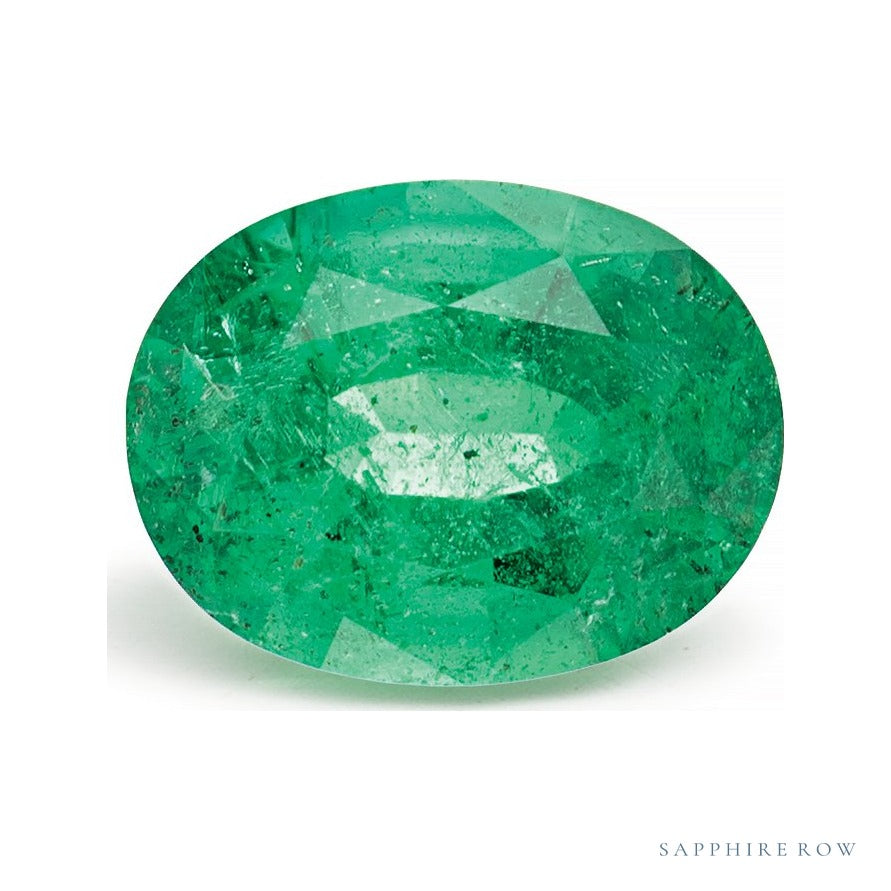 1.46 ct natural green emerald from Zambia, oval cut | Sapphire Row · cut6