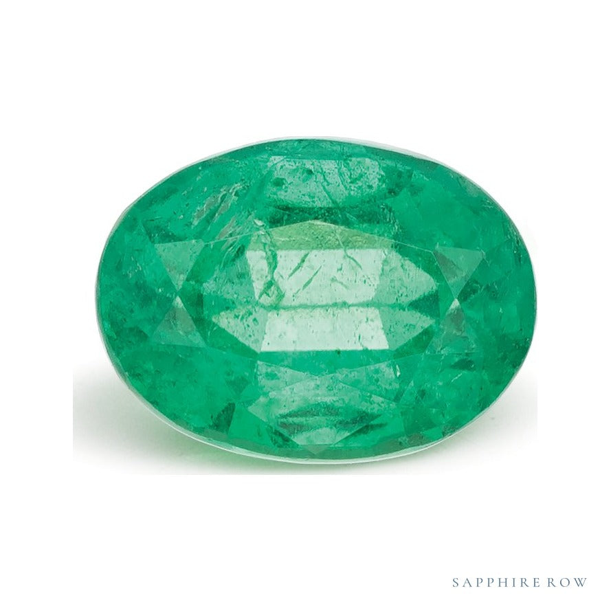 1.38 ct natural green emerald from Zambia, oval cut | Sapphire Row · cut6