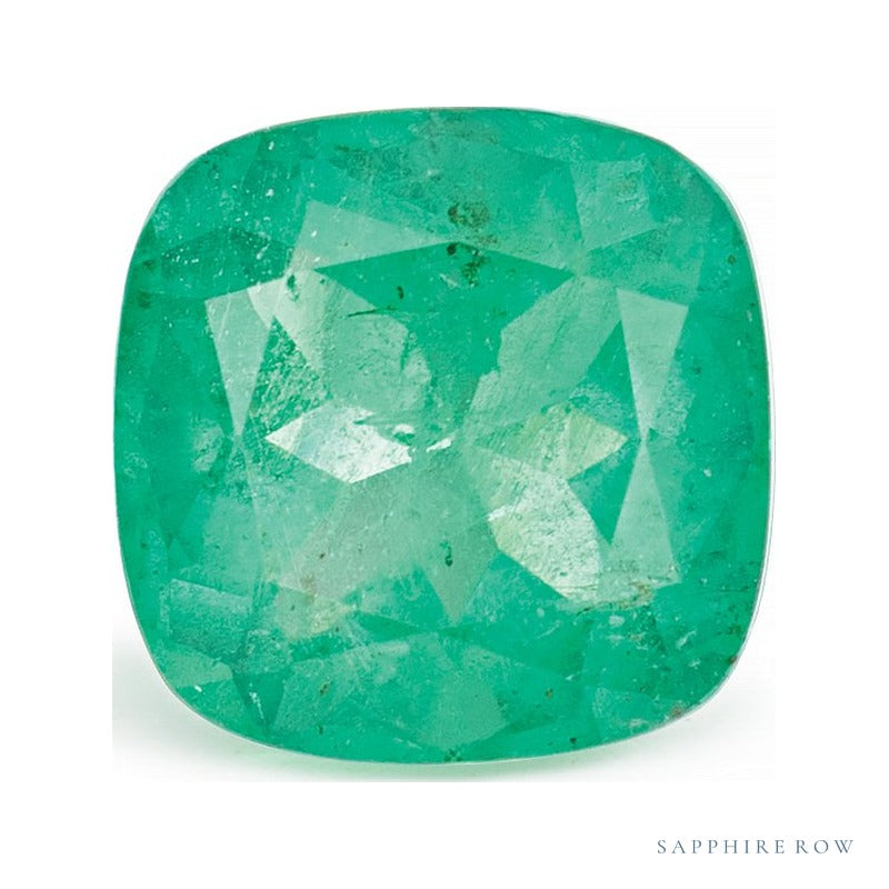 1.36 ct natural green emerald from Zambia, cushion cut | Sapphire Row · cut7