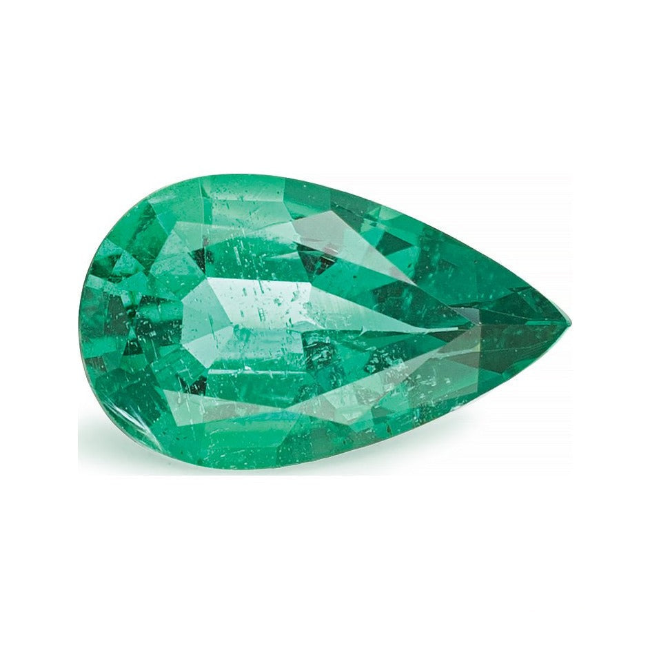 1.09 ct natural green emerald from Zambia, pear cut | Sapphire Row · cut7
