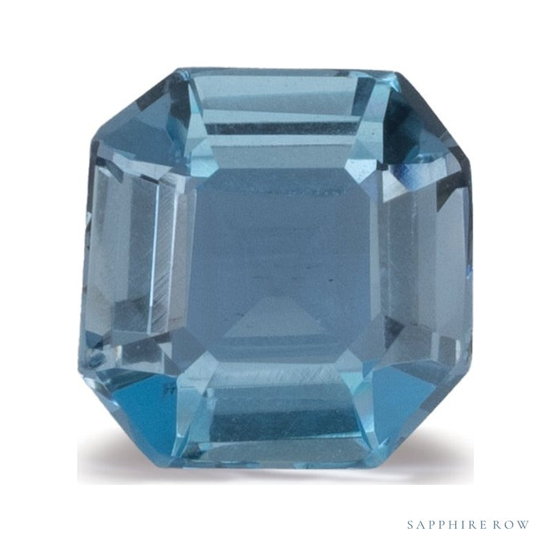 0.91 ct natural blue aquamarine from Brazil, asscher cut | Sapphire Row · cut6