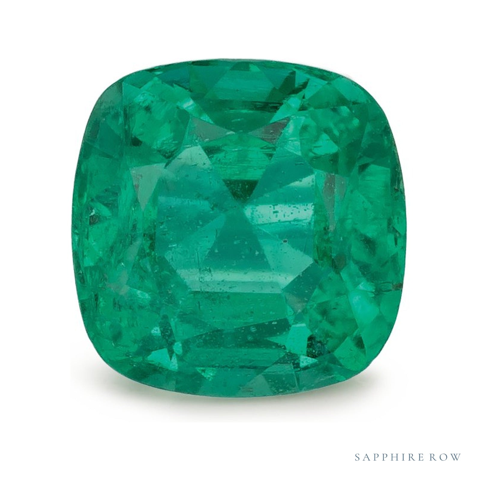 0.73 ct Cushion Natural Emerald — Sapphire Row · cut4