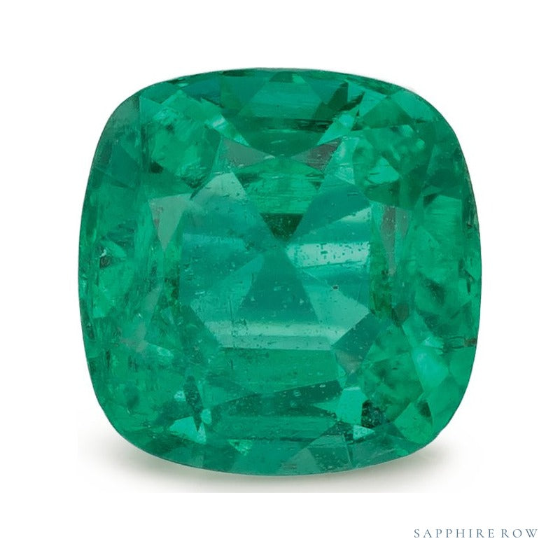0.73 ct natural green emerald from Zambia, cushion cut | Sapphire Row · cut7