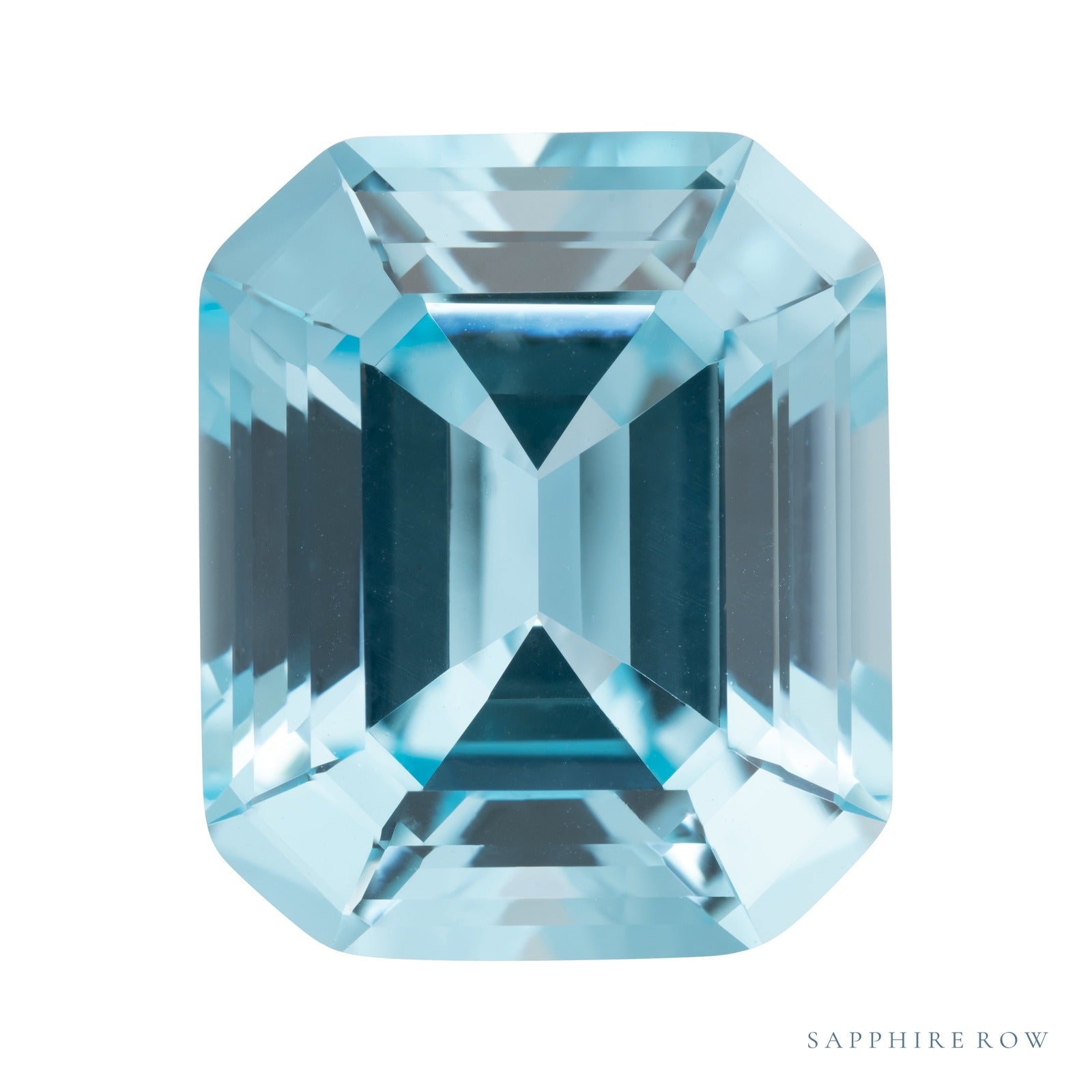 8x6 mm lab-grown aqua sapphire, emerald cut | Sapphire Row · cut6