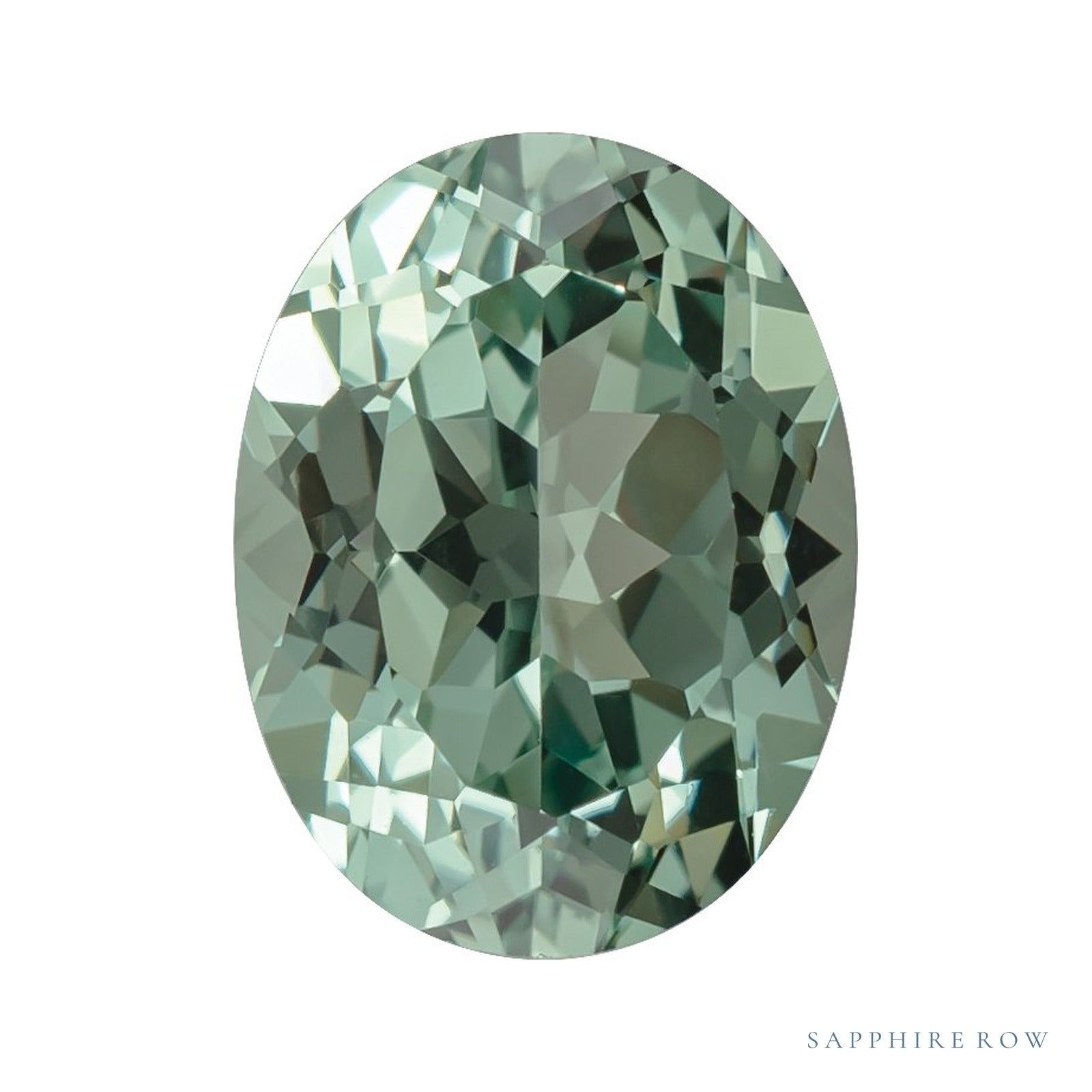 10x8 mm lab-grown green sapphire, oval cut | Sapphire Row · cut4